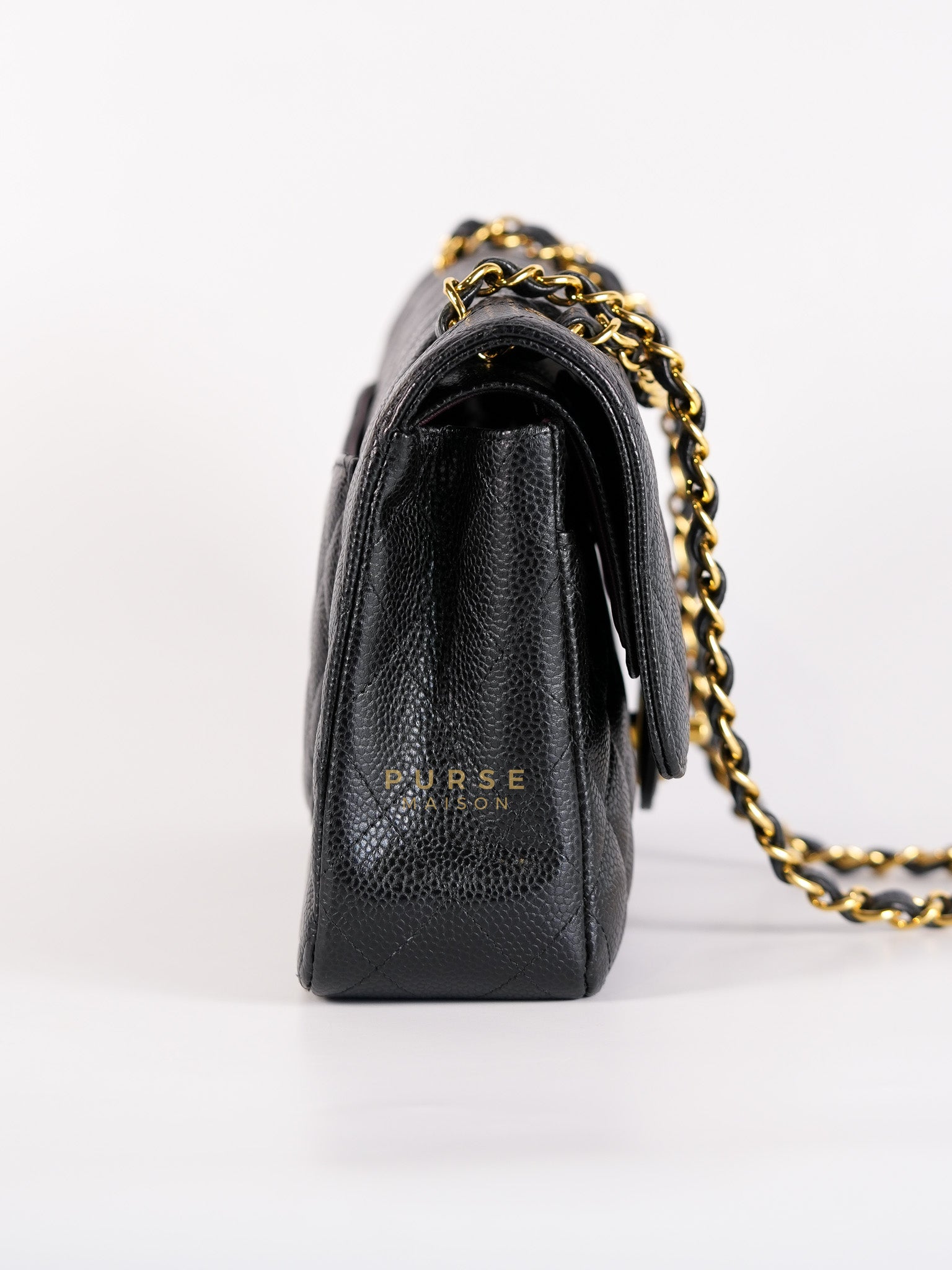 Classic Double Flap Medium in Black Quilted Caviar Leather & Gold Hardware Series 25 | Purse Maison Luxury Bags Shop