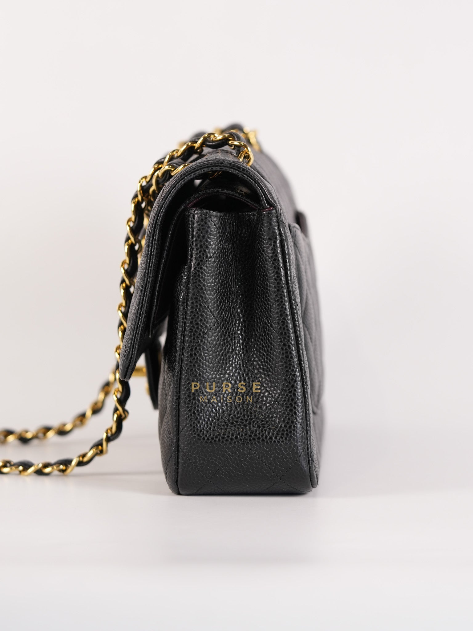 Classic Double Flap Medium in Black Quilted Caviar Leather & Gold Hardware Series 25 | Purse Maison Luxury Bags Shop