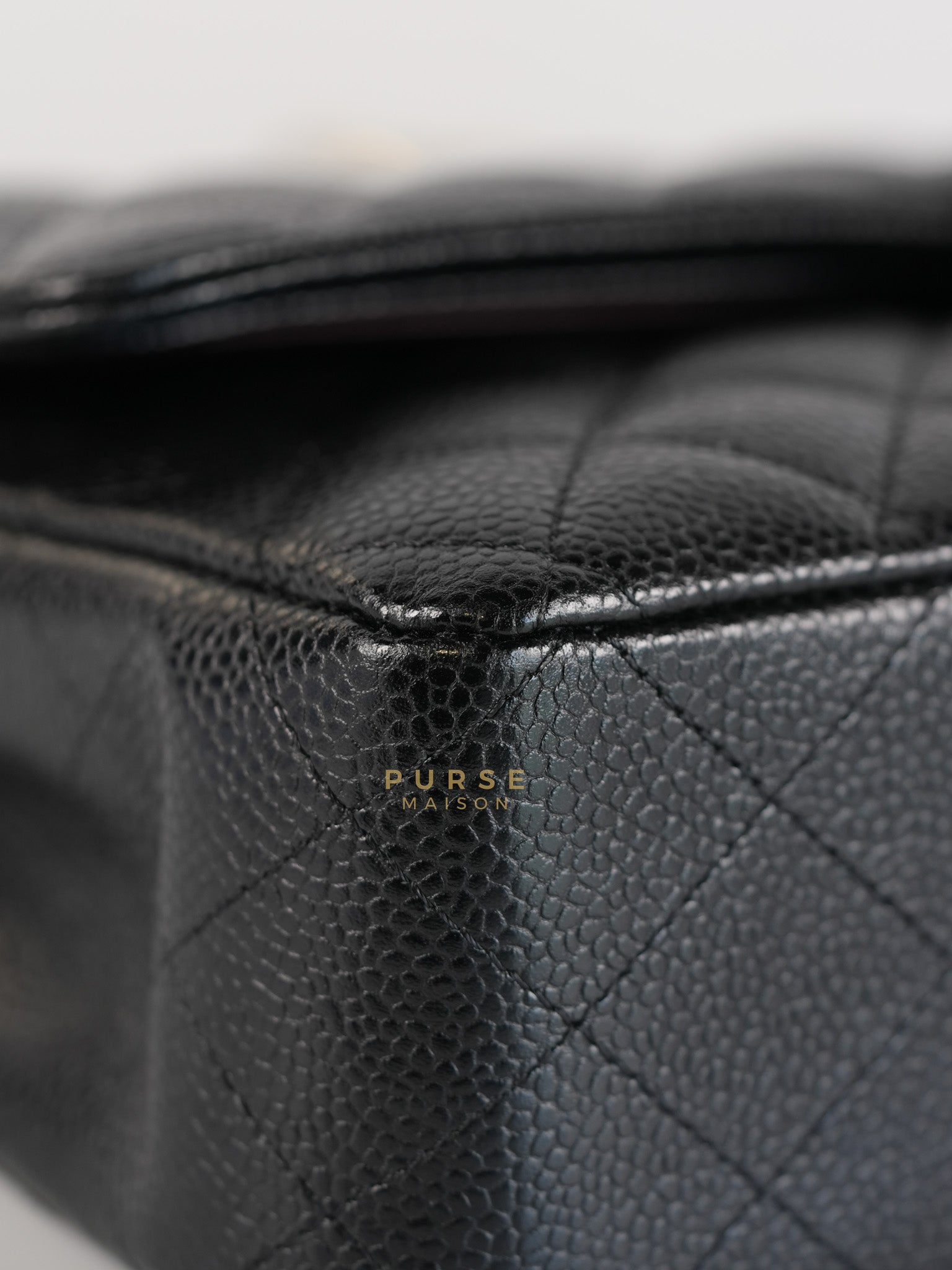 Classic Double Flap Medium in Black Quilted Caviar Leather & Gold Hardware Series 25 | Purse Maison Luxury Bags Shop