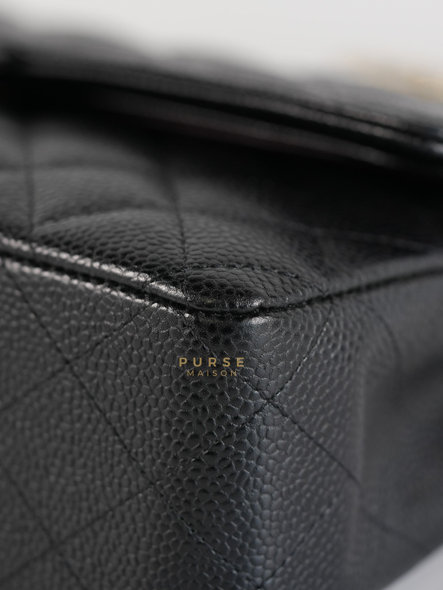 Classic Double Flap Medium in Black Quilted Caviar Leather & Gold Hardware Series 25 | Purse Maison Luxury Bags Shop