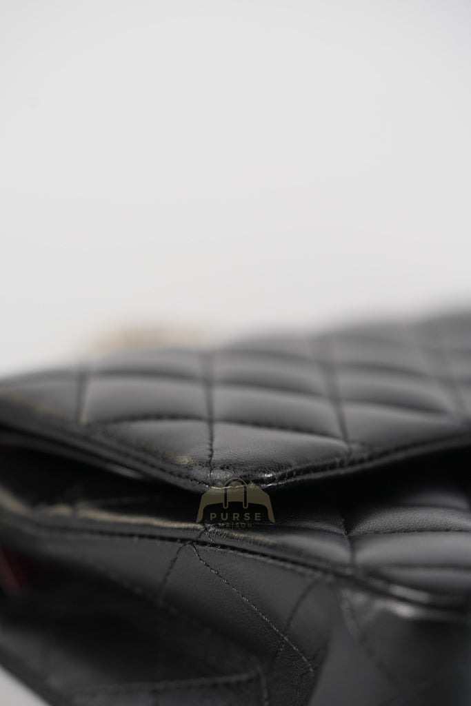 Classic Double Flap Medium in Black Quilted Lambskin Leather and Gold Hardware Series 26 | Purse Maison Luxury Bags Shop