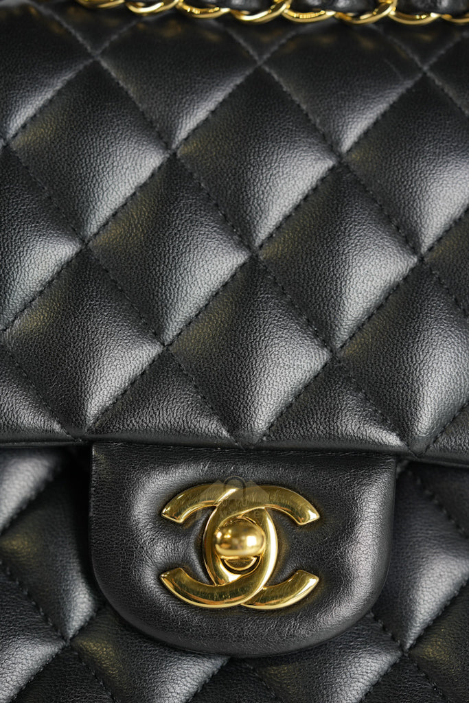 Classic Double Flap Medium in Black Quilted Lambskin Leather and Gold Hardware Series 26 | Purse Maison Luxury Bags Shop
