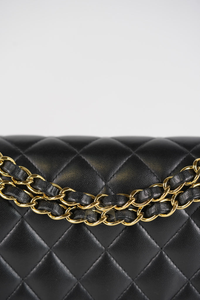 Classic Double Flap Medium in Black Quilted Lambskin Leather and Gold Hardware Series 26 | Purse Maison Luxury Bags Shop