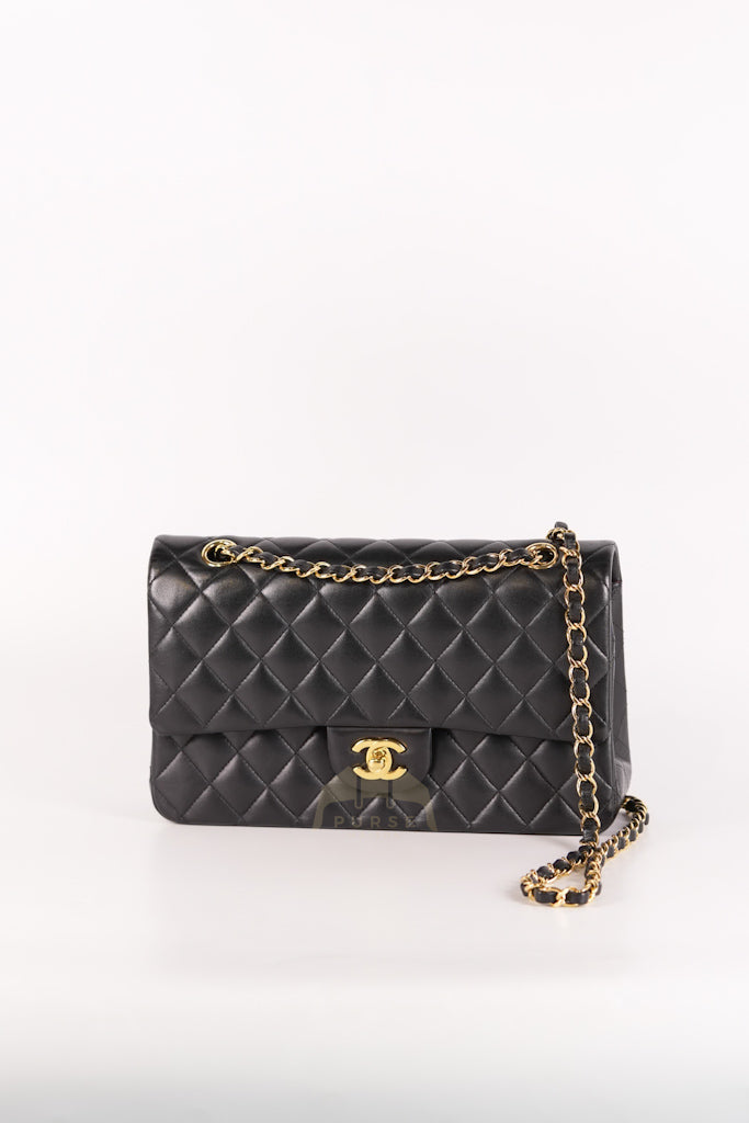 Classic Double Flap Medium in Black Quilted Lambskin Leather and Gold Hardware Series 26 | Purse Maison Luxury Bags Shop