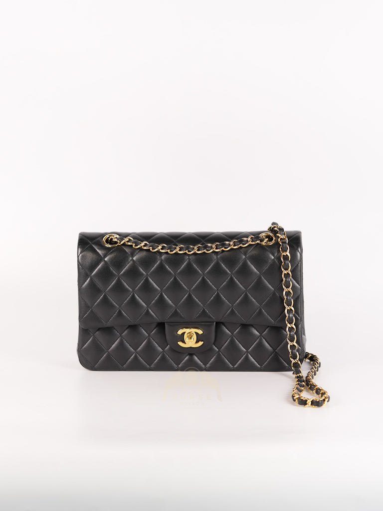 Classic Double Flap Medium in Black Quilted Lambskin Leather and Gold Hardware Series 26 | Purse Maison Luxury Bags Shop