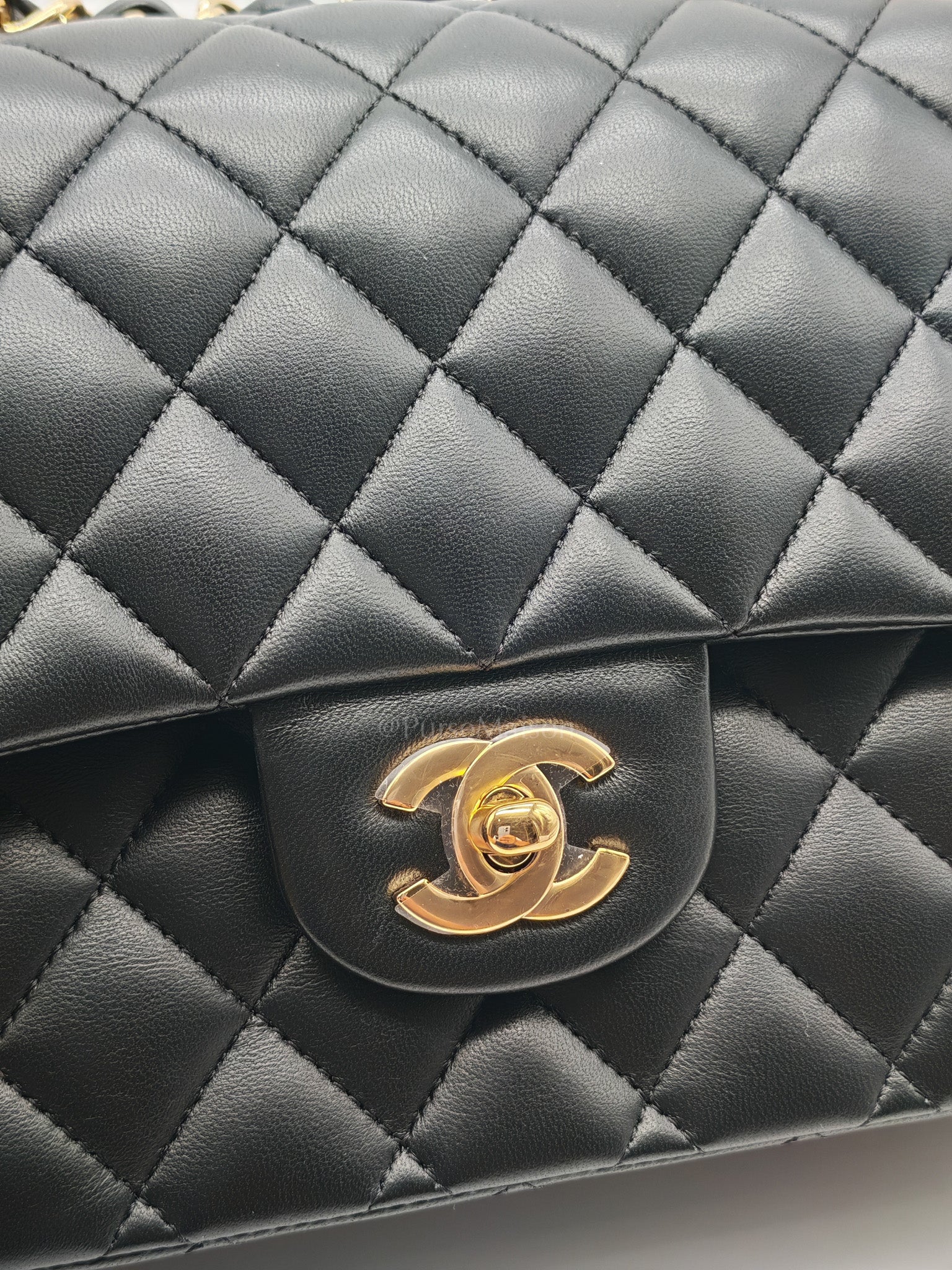 Classic Double Flap Medium in Black Quilted Lambskin Leather & Gold Hardware Microchip | Purse Maison Luxury Bags Shop