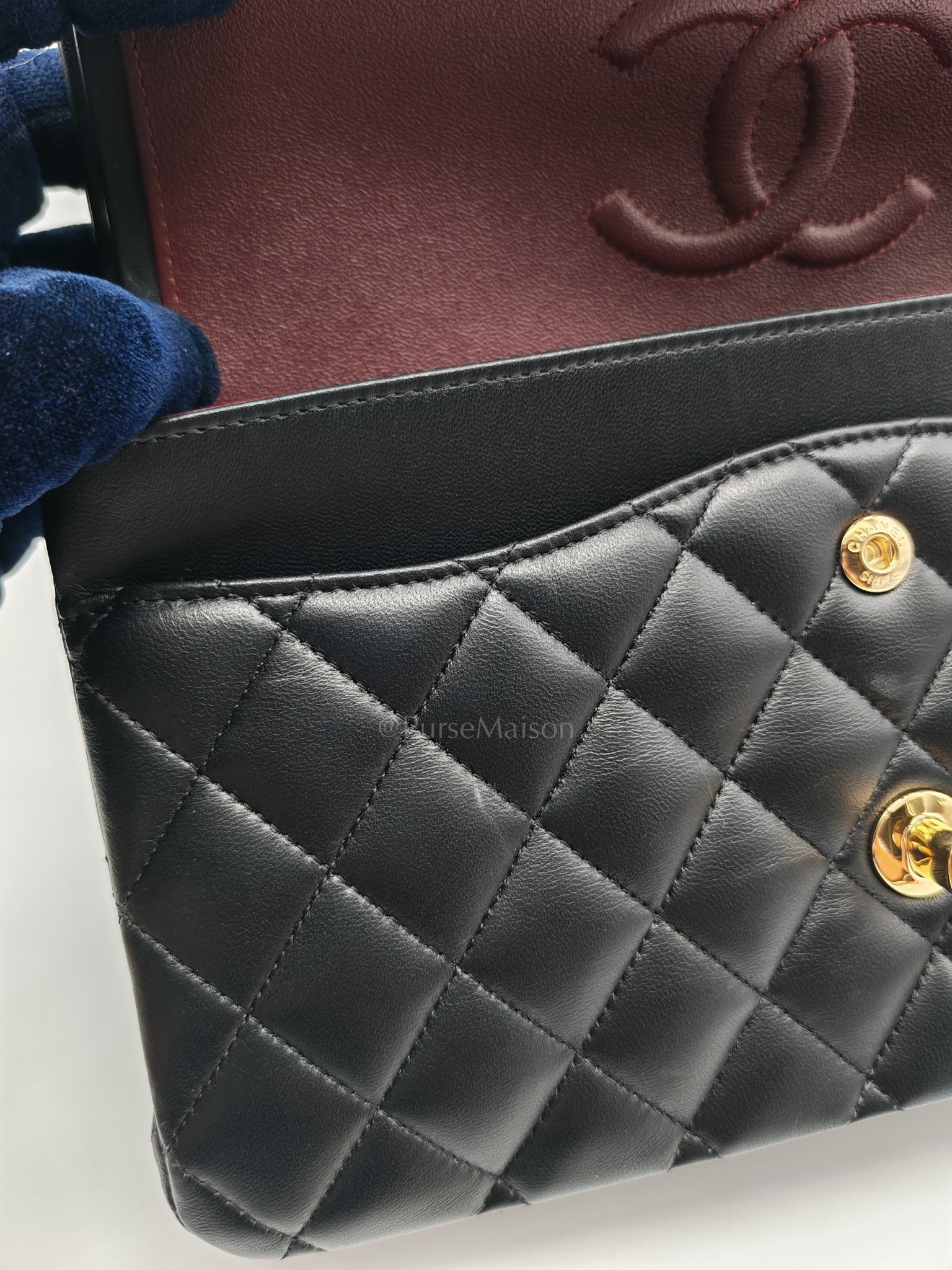 Classic Double Flap Medium in Black Quilted Lambskin Leather & Gold Hardware Microchip | Purse Maison Luxury Bags Shop