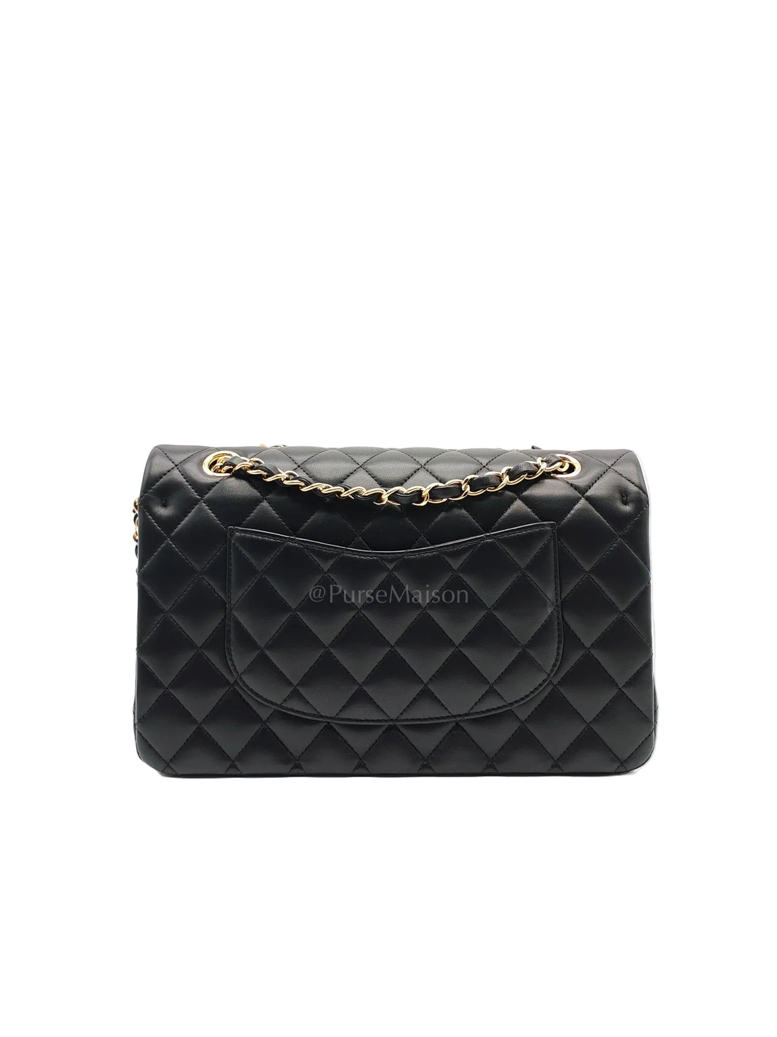 Classic Double Flap Medium in Black Quilted Lambskin Leather & Gold Hardware Microchip | Purse Maison Luxury Bags Shop
