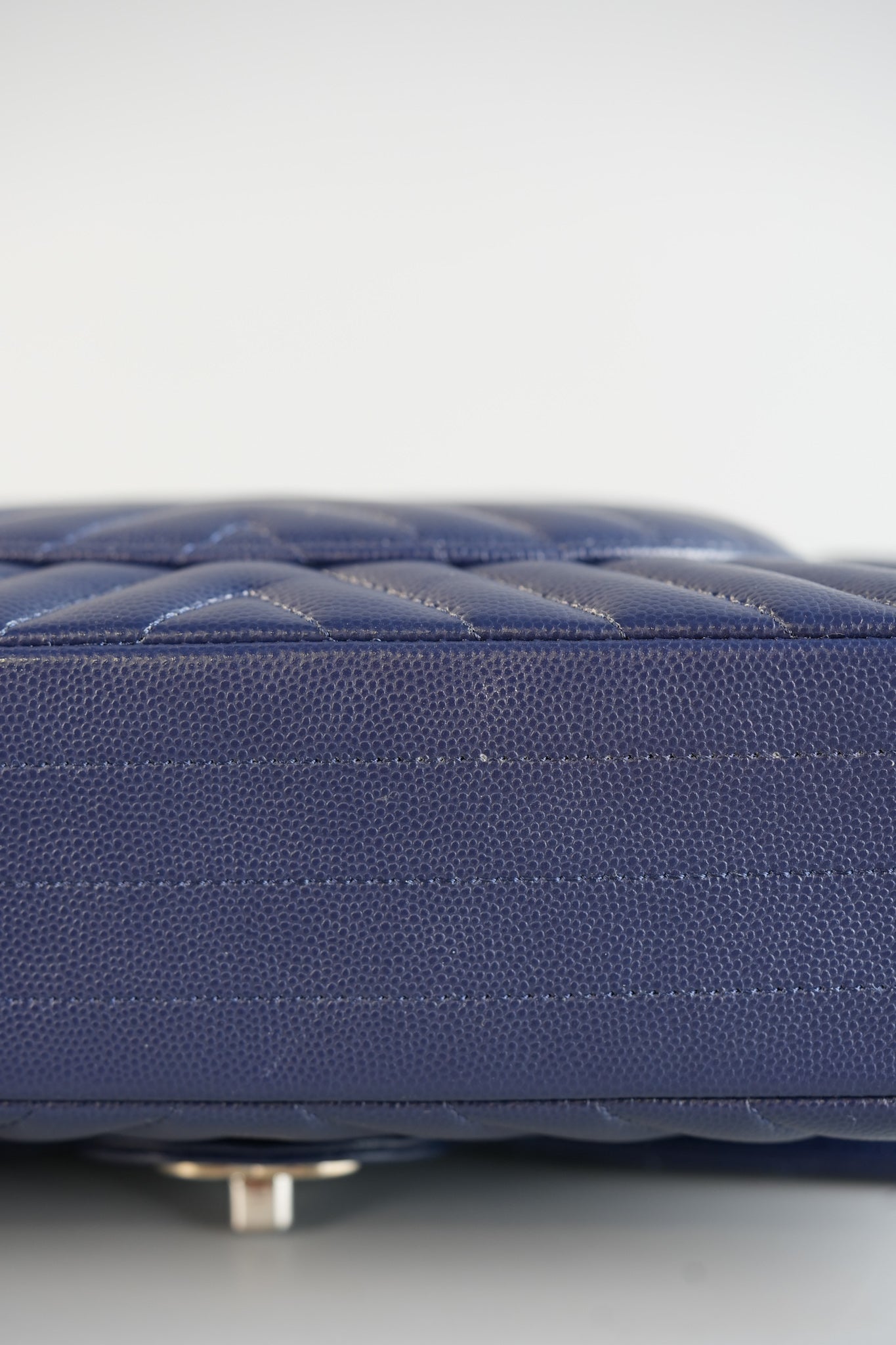 Classic Double Flap Medium in Blue Chevron Caviar Leather & Silver Hardware Series 22 | Purse Maison Luxury Bags Shop