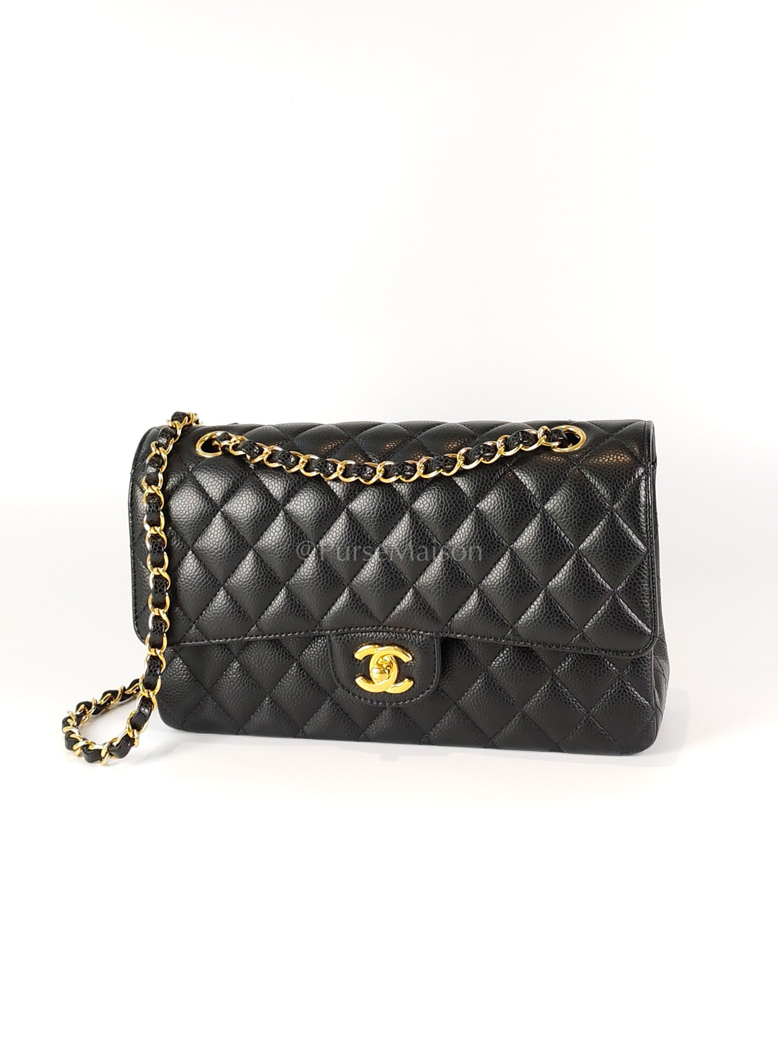 Classic Double Flap Medium in Caviar Leather and Gold Hardware (Microchip) | Purse Maison Luxury Bags Shop