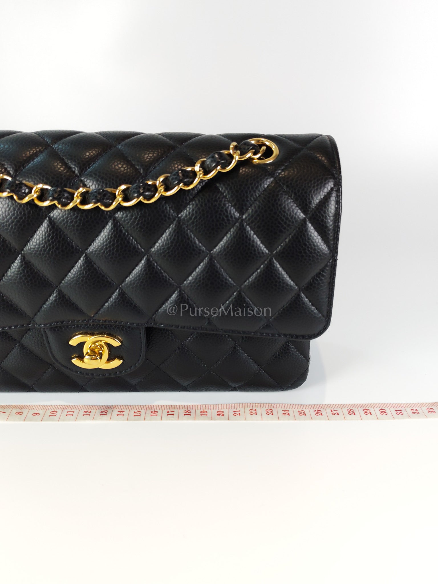 Classic Double Flap Medium in Caviar Leather and Gold Hardware (Microchip) | Purse Maison Luxury Bags Shop