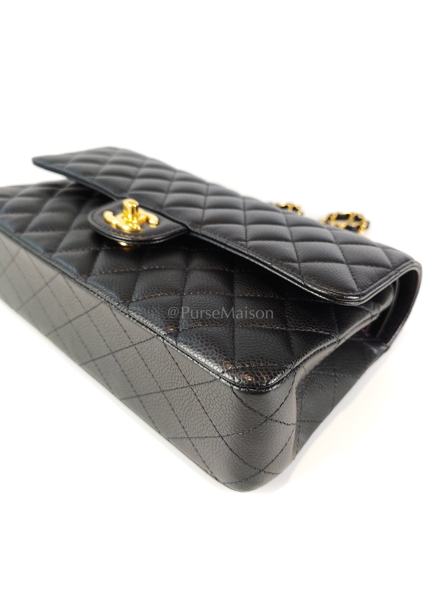 Classic Double Flap Medium in Caviar Leather and Gold Hardware (Microchip) | Purse Maison Luxury Bags Shop