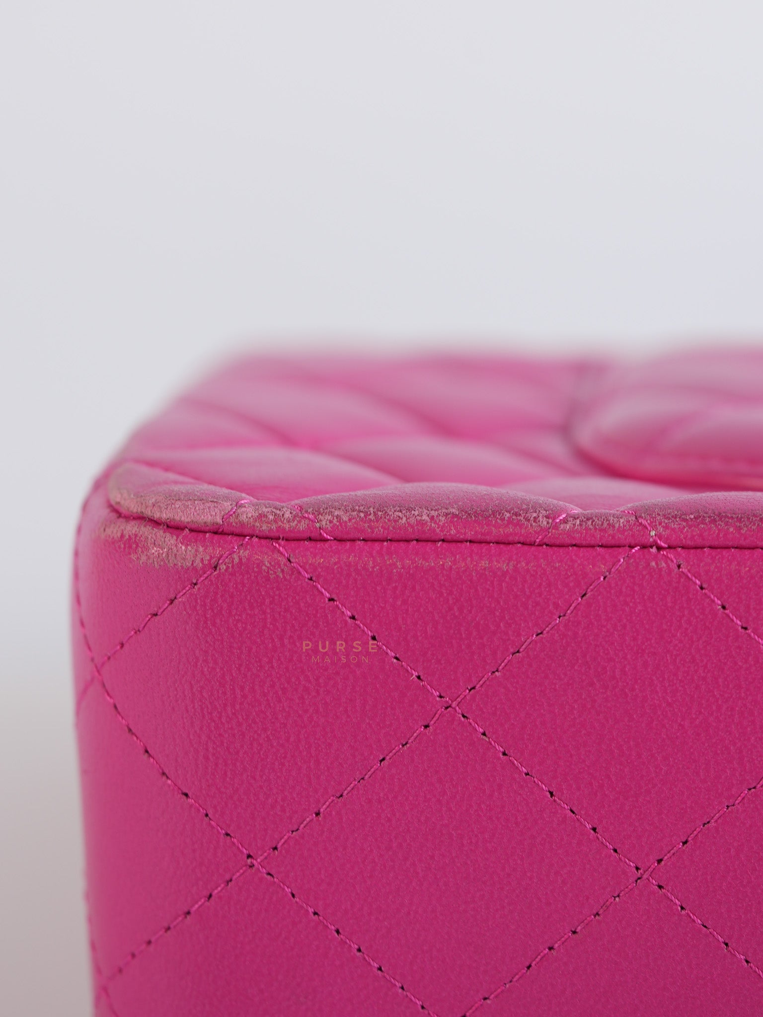Classic Double Flap Medium in Hot Pink Lambskin Leather Silver Hardware Series 19 | Purse Maison Luxury Bags Shop