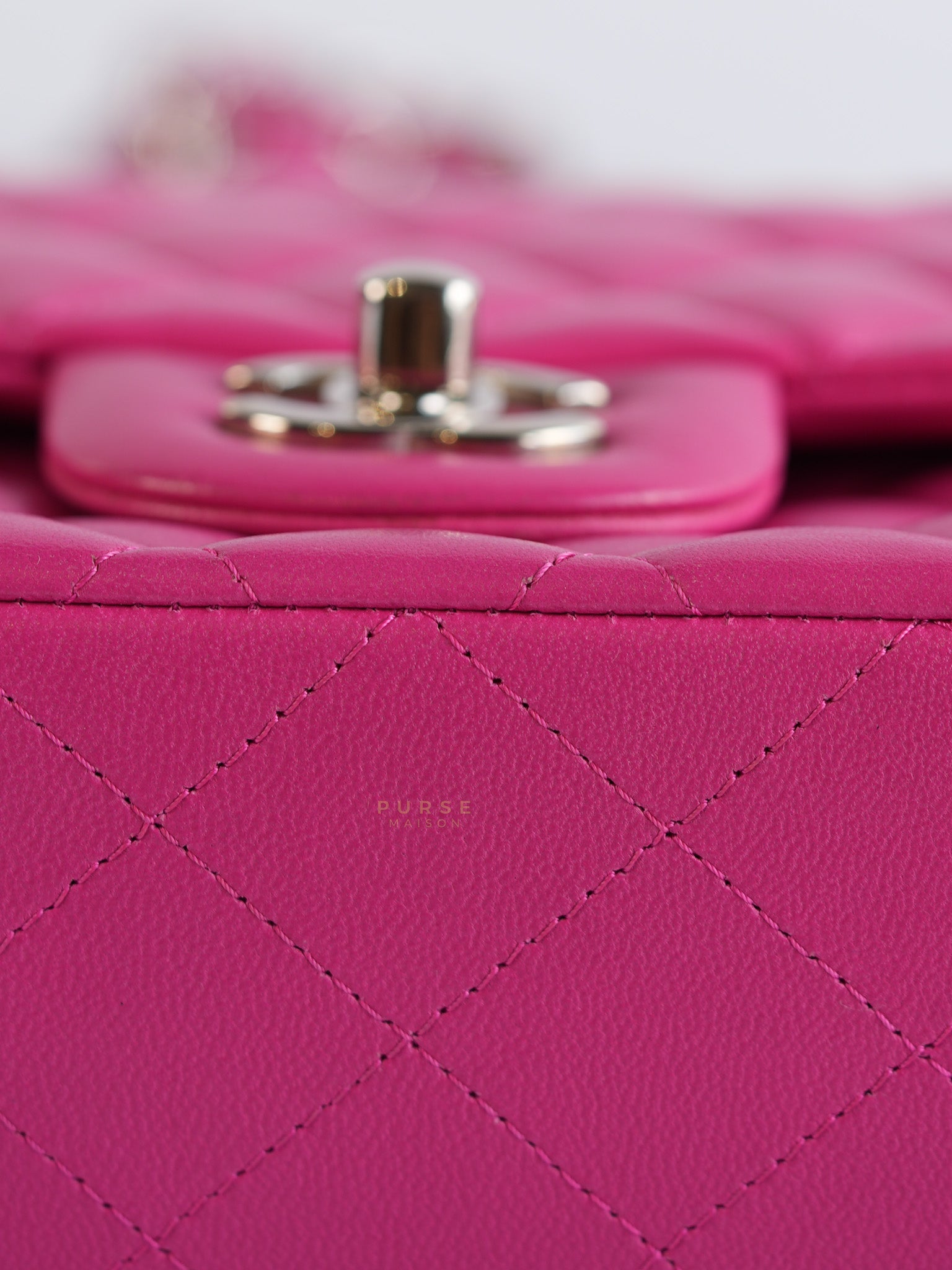 Classic Double Flap Medium in Hot Pink Lambskin Leather Silver Hardware Series 19 | Purse Maison Luxury Bags Shop