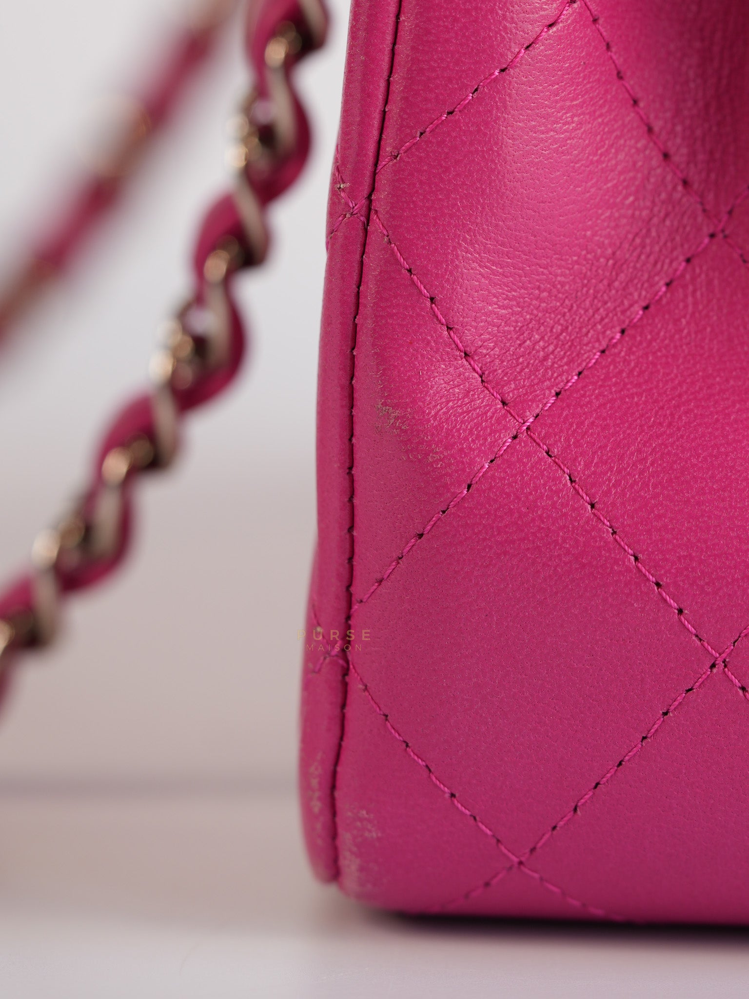 Classic Double Flap Medium in Hot Pink Lambskin Leather Silver Hardware Series 19 | Purse Maison Luxury Bags Shop
