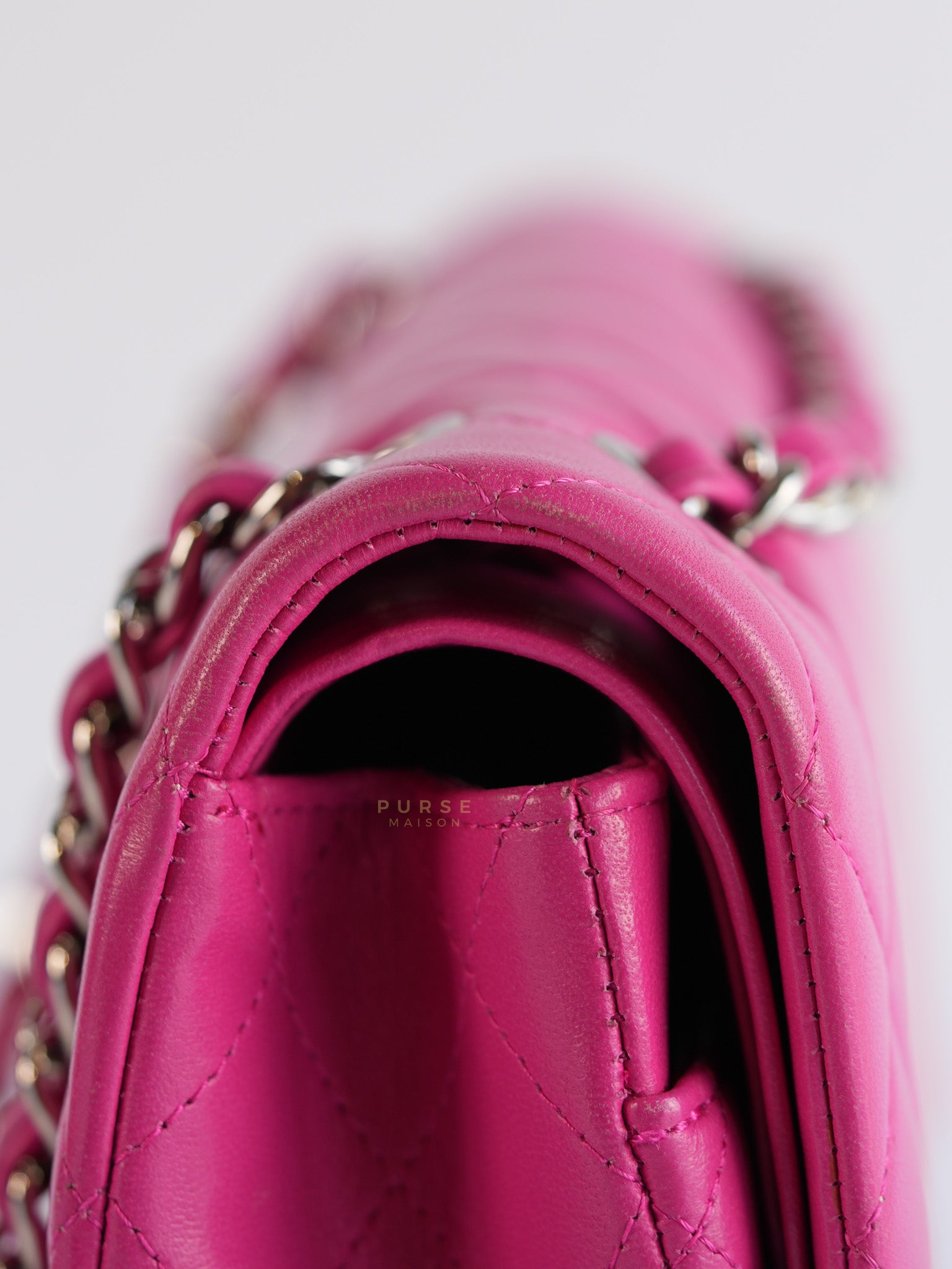 Classic Double Flap Medium in Hot Pink Lambskin Leather Silver Hardware Series 19 | Purse Maison Luxury Bags Shop