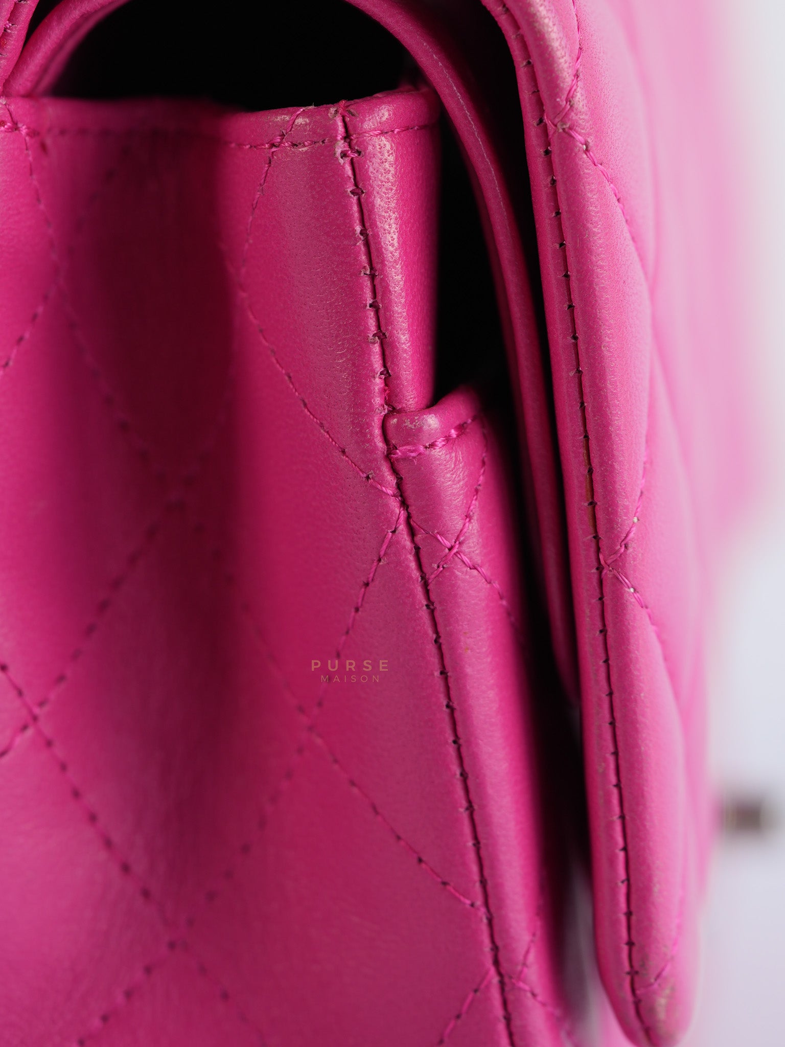 Classic Double Flap Medium in Hot Pink Lambskin Leather Silver Hardware Series 19 | Purse Maison Luxury Bags Shop