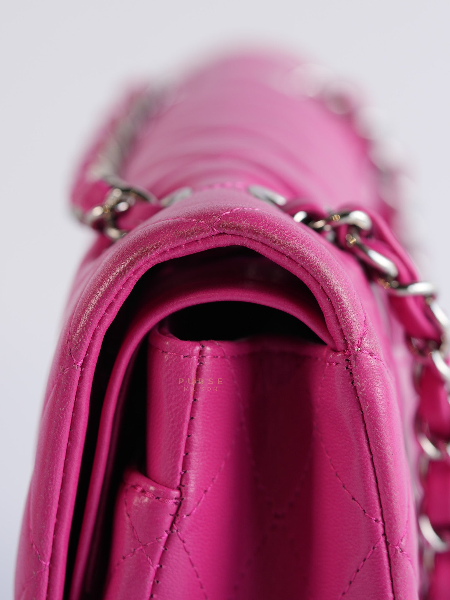 Classic Double Flap Medium in Hot Pink Lambskin Leather Silver Hardware Series 19 | Purse Maison Luxury Bags Shop
