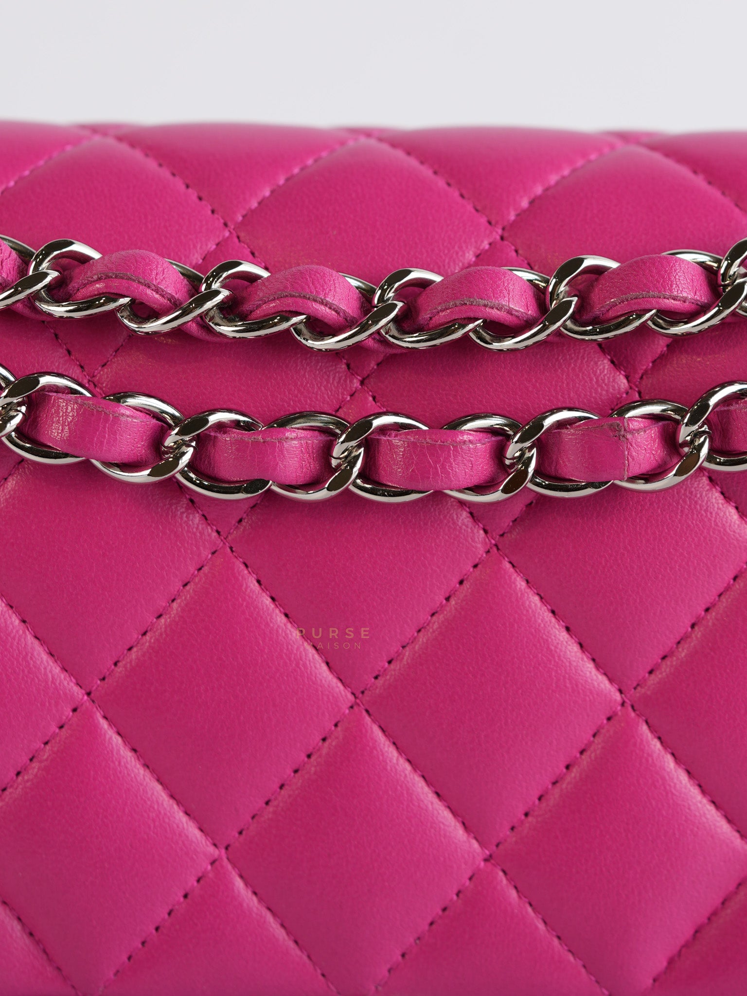 Classic Double Flap Medium in Hot Pink Lambskin Leather Silver Hardware Series 19 | Purse Maison Luxury Bags Shop