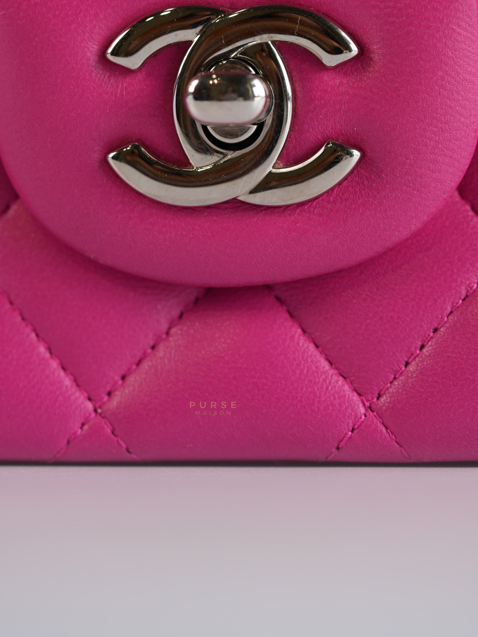 Classic Double Flap Medium in Hot Pink Lambskin Leather Silver Hardware Series 19 | Purse Maison Luxury Bags Shop