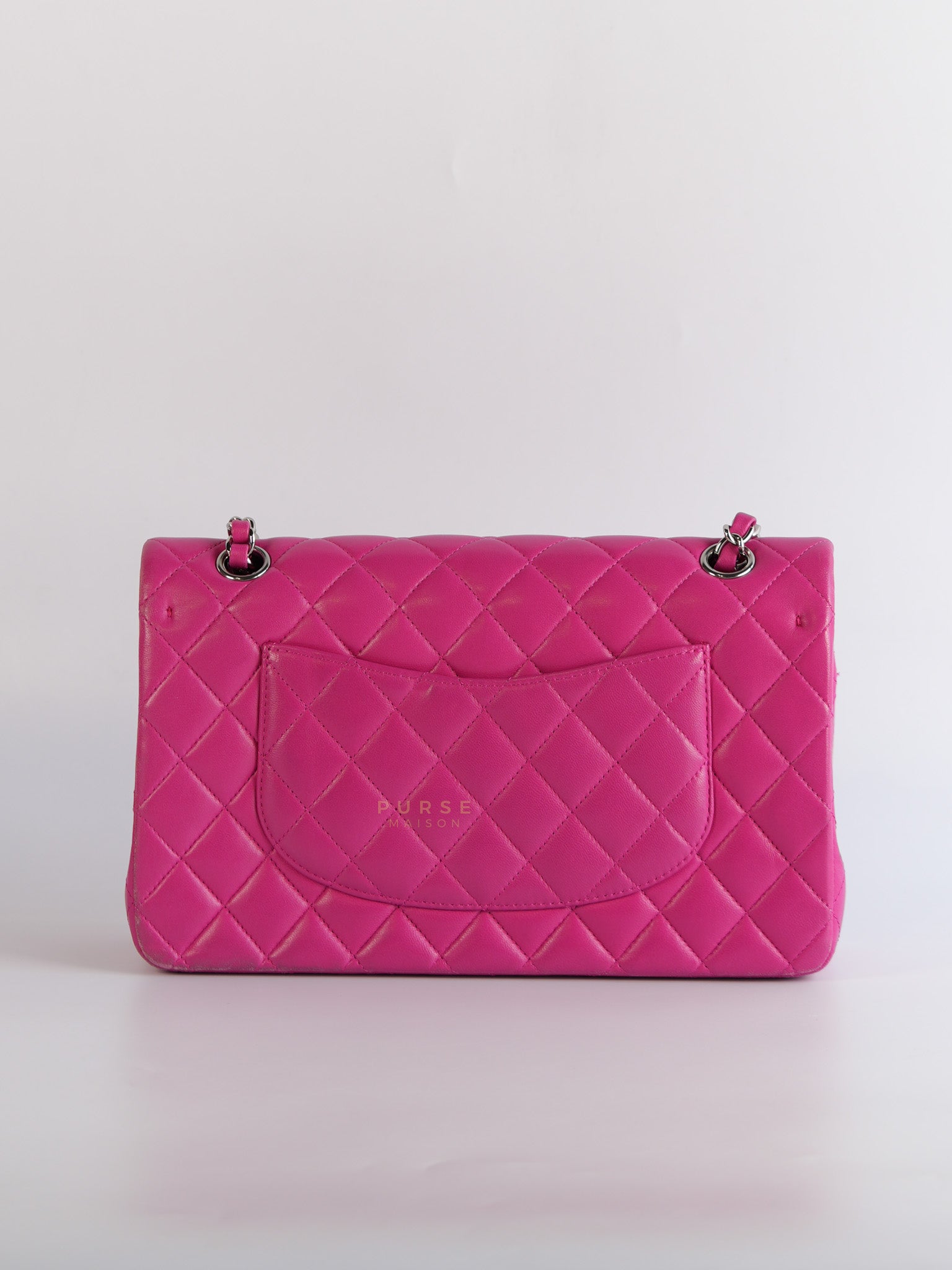Classic Double Flap Medium in Hot Pink Lambskin Leather Silver Hardware Series 19 | Purse Maison Luxury Bags Shop