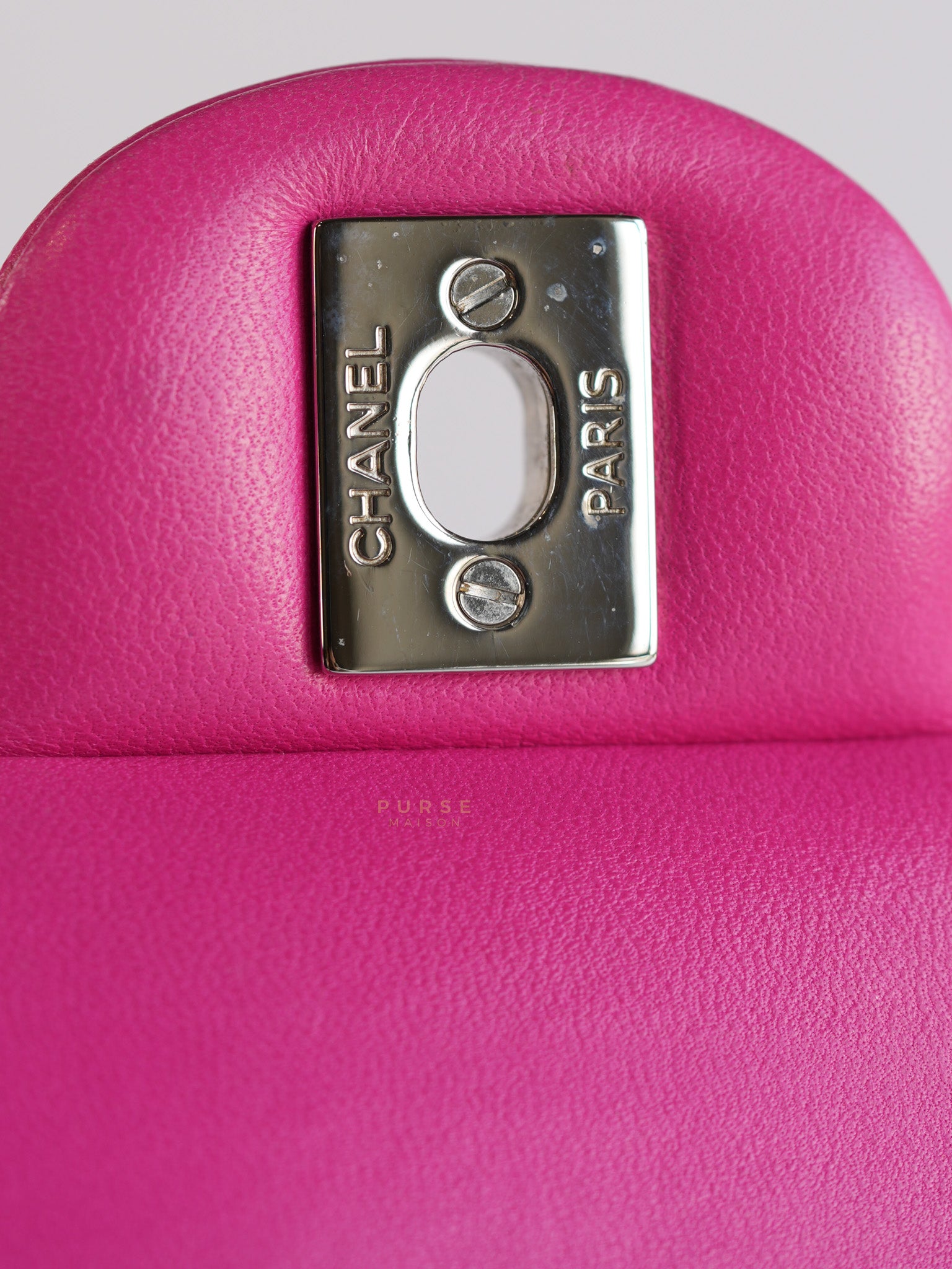 Classic Double Flap Medium in Hot Pink Lambskin Leather Silver Hardware Series 19 | Purse Maison Luxury Bags Shop