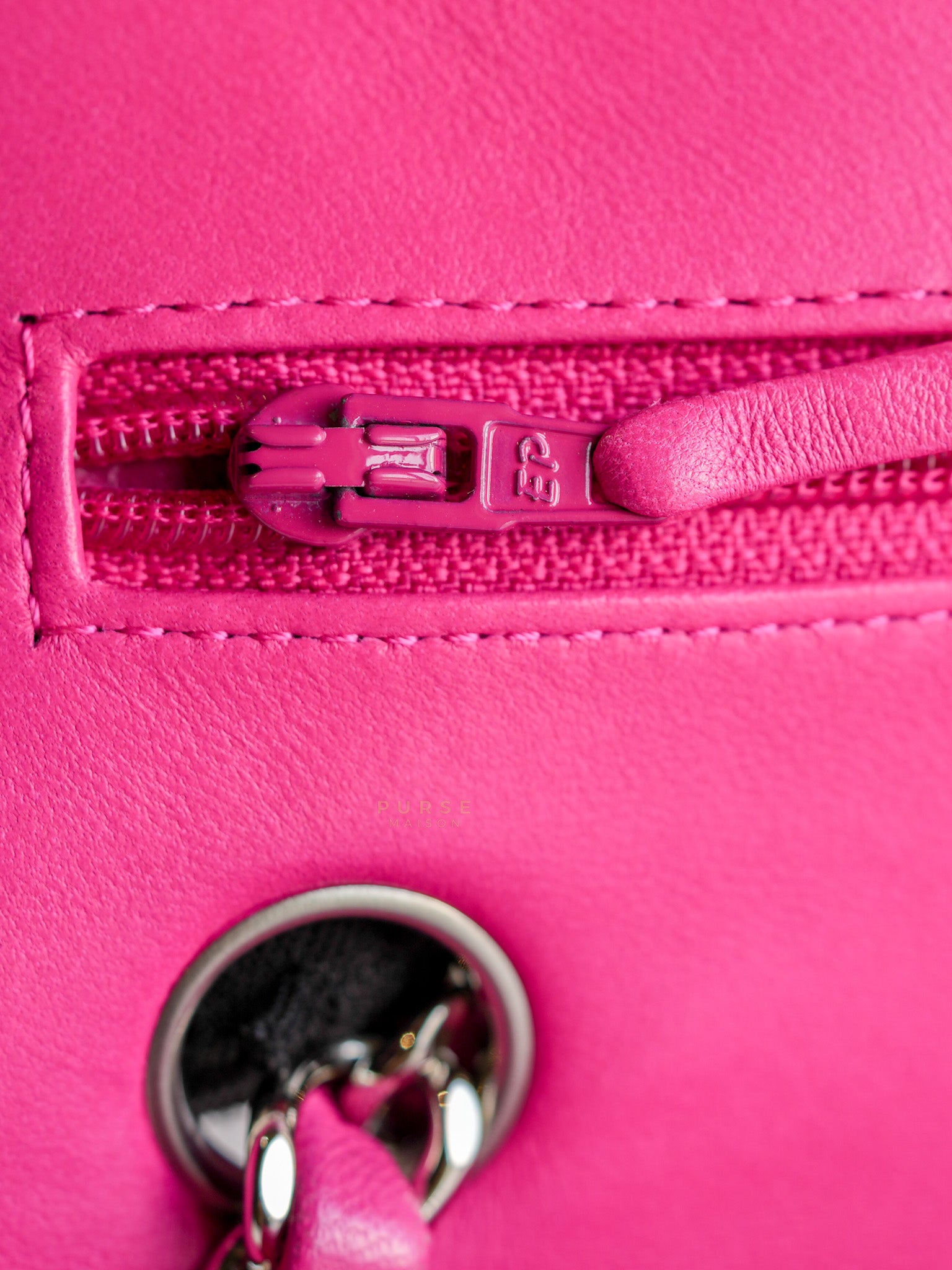 Classic Double Flap Medium in Hot Pink Lambskin Leather Silver Hardware Series 19 | Purse Maison Luxury Bags Shop