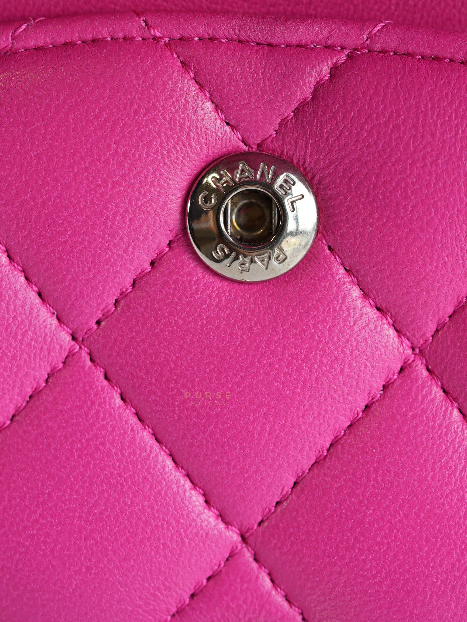Classic Double Flap Medium in Hot Pink Lambskin Leather Silver Hardware Series 19 | Purse Maison Luxury Bags Shop