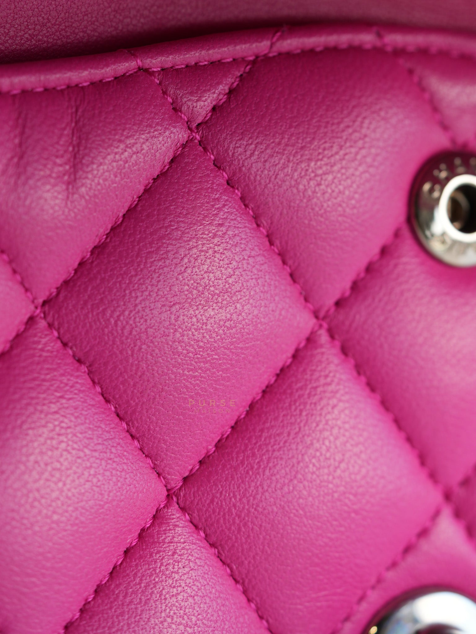 Classic Double Flap Medium in Hot Pink Lambskin Leather Silver Hardware Series 19 | Purse Maison Luxury Bags Shop