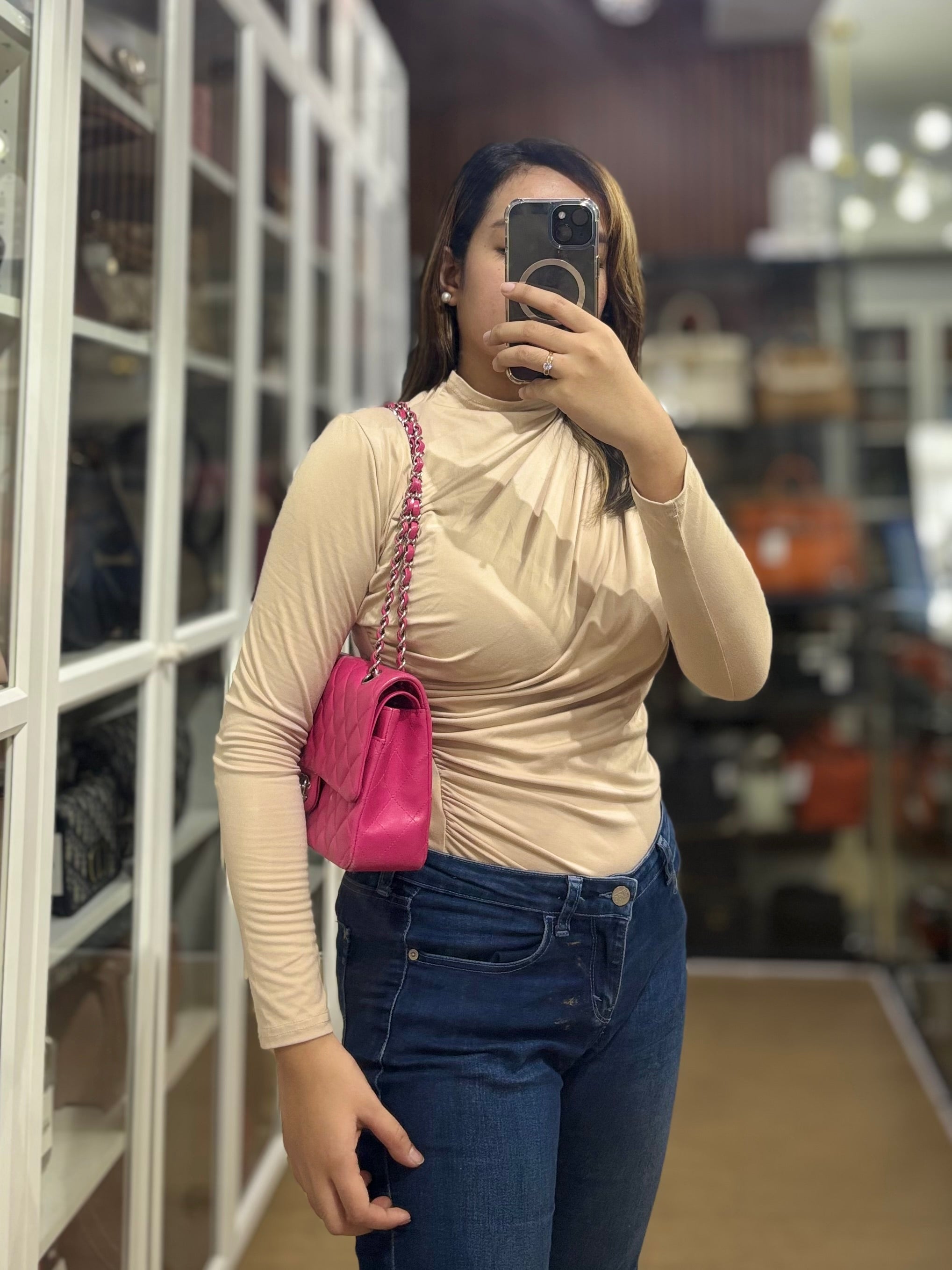 Classic Double Flap Medium in Hot Pink Lambskin Leather Silver Hardware Series 19 | Purse Maison Luxury Bags Shop