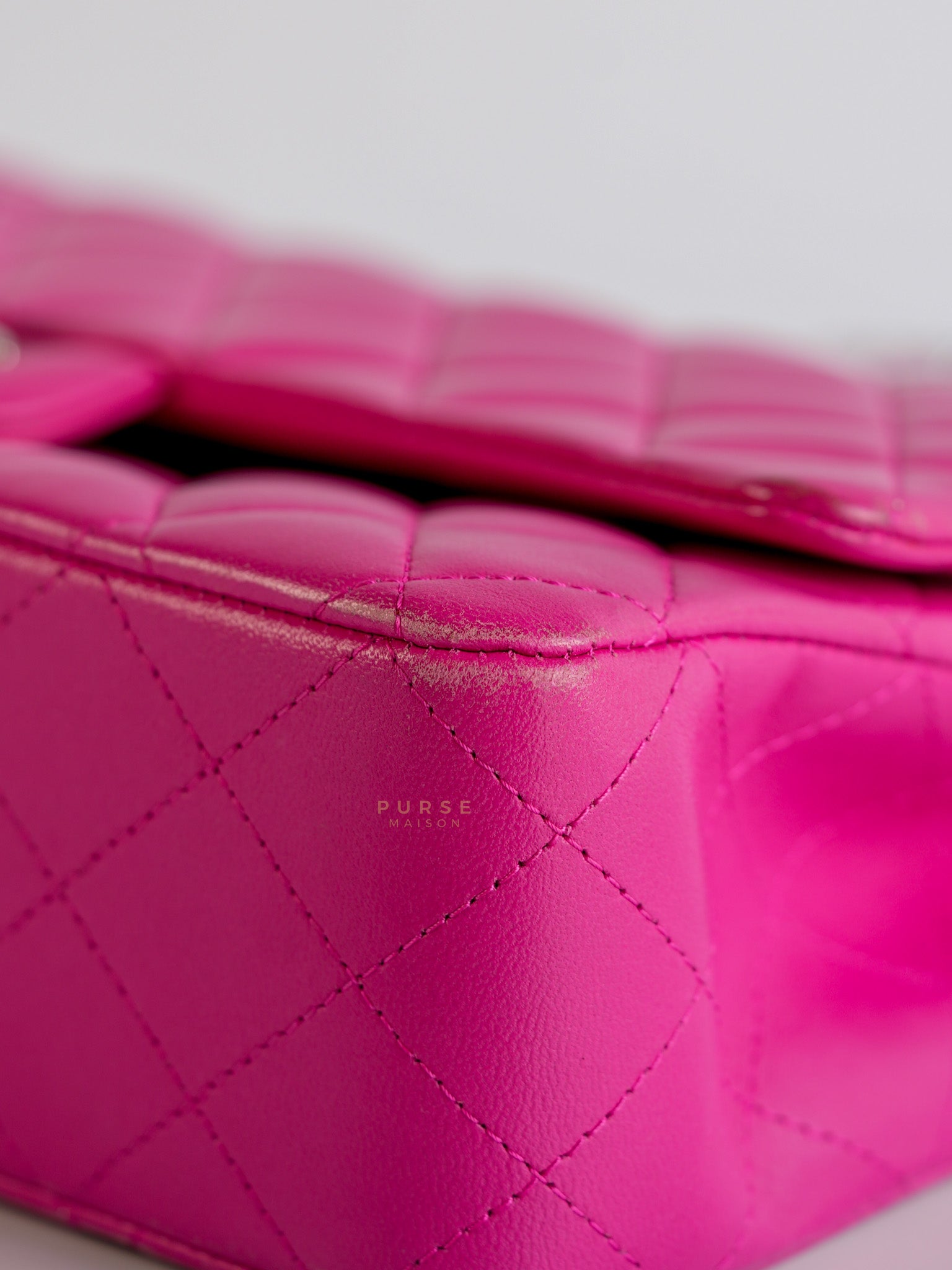 Classic Double Flap Medium in Hot Pink Lambskin Leather Silver Hardware Series 19 | Purse Maison Luxury Bags Shop
