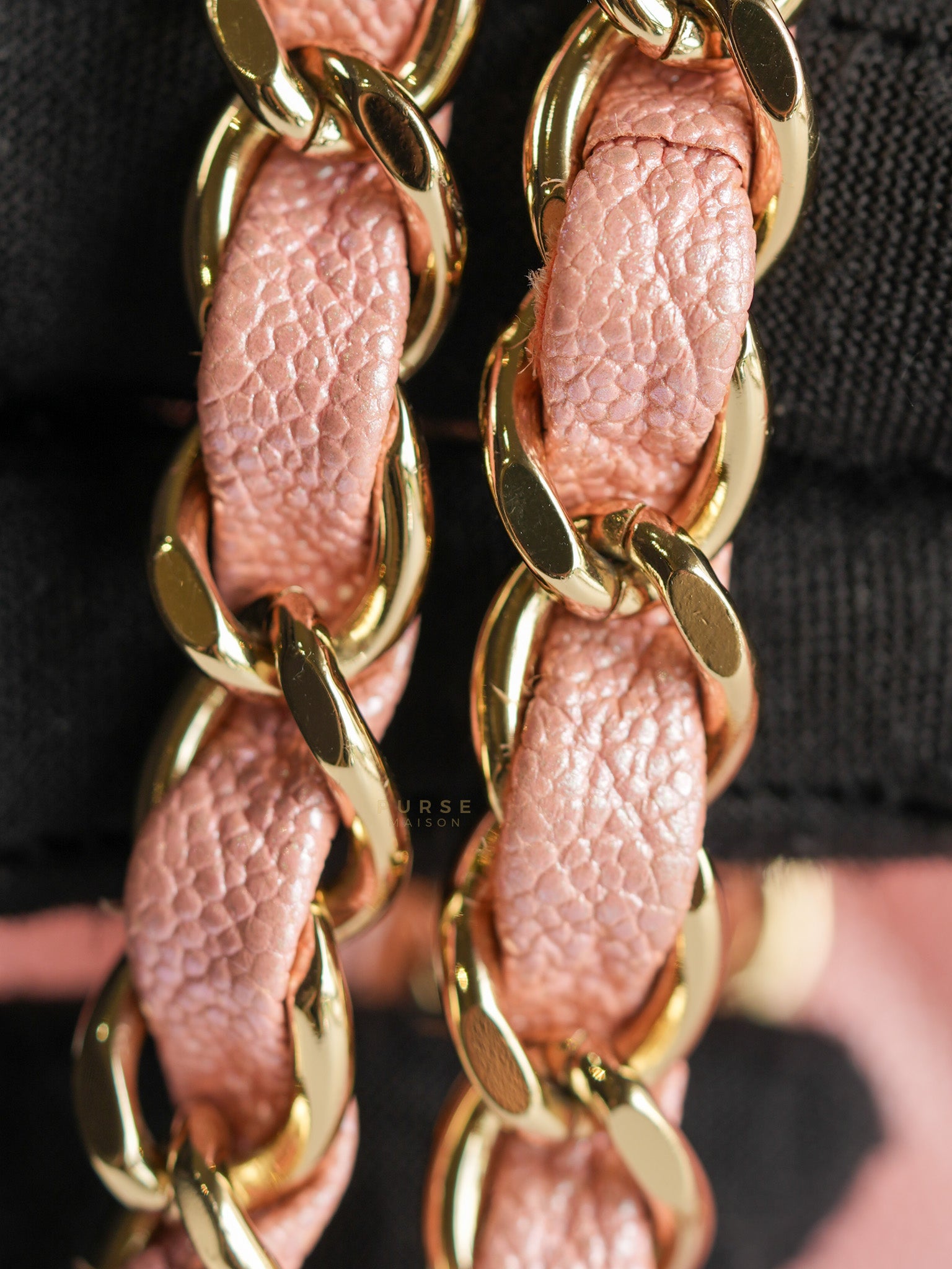 Classic Double Flap Medium Iridescent Pink Caviar Leather Light Gold Hardware Series 28 | Purse Maison Luxury Bags Shop