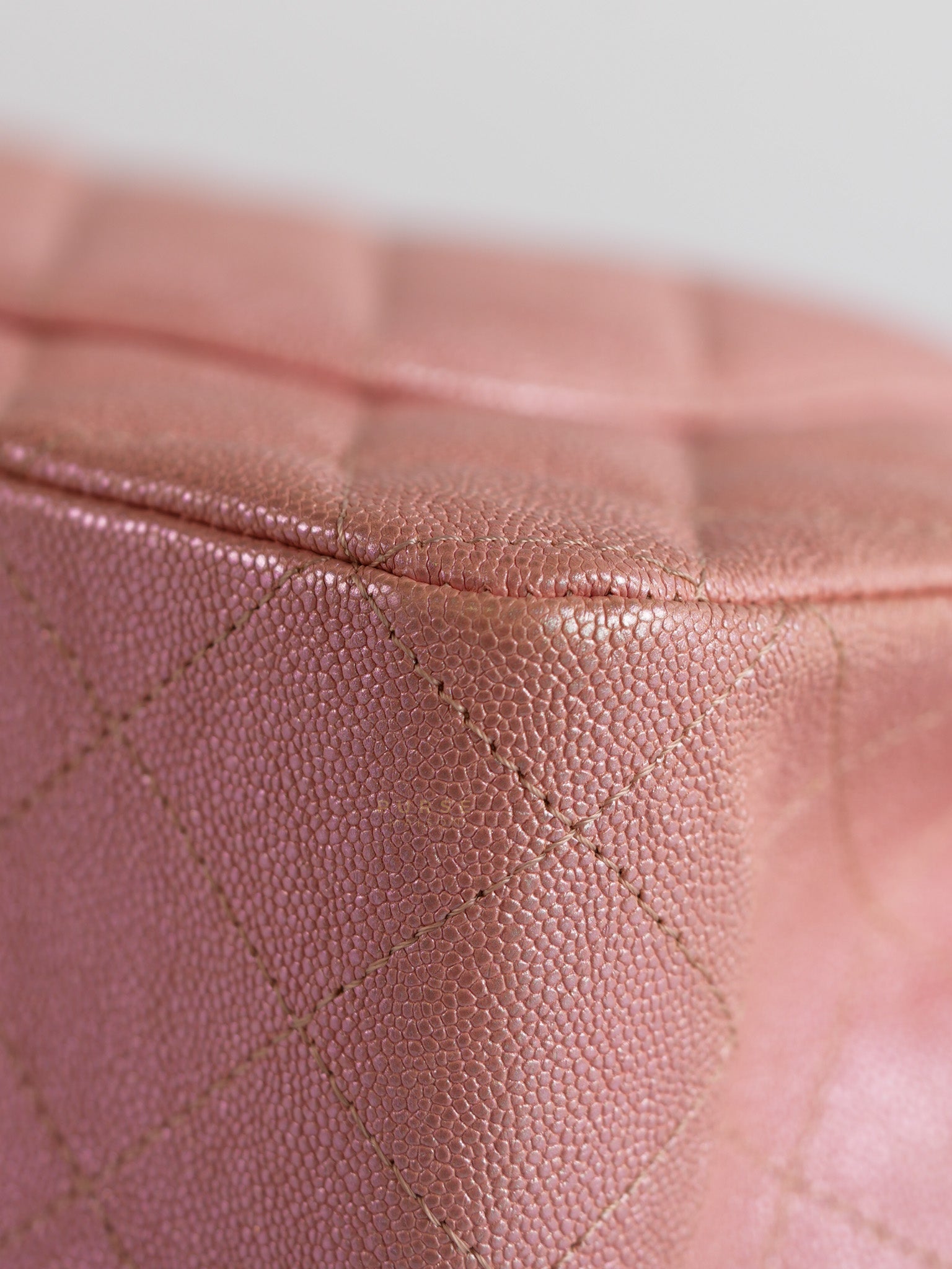 Classic Double Flap Medium Iridescent Pink Caviar Leather Light Gold Hardware Series 28 | Purse Maison Luxury Bags Shop