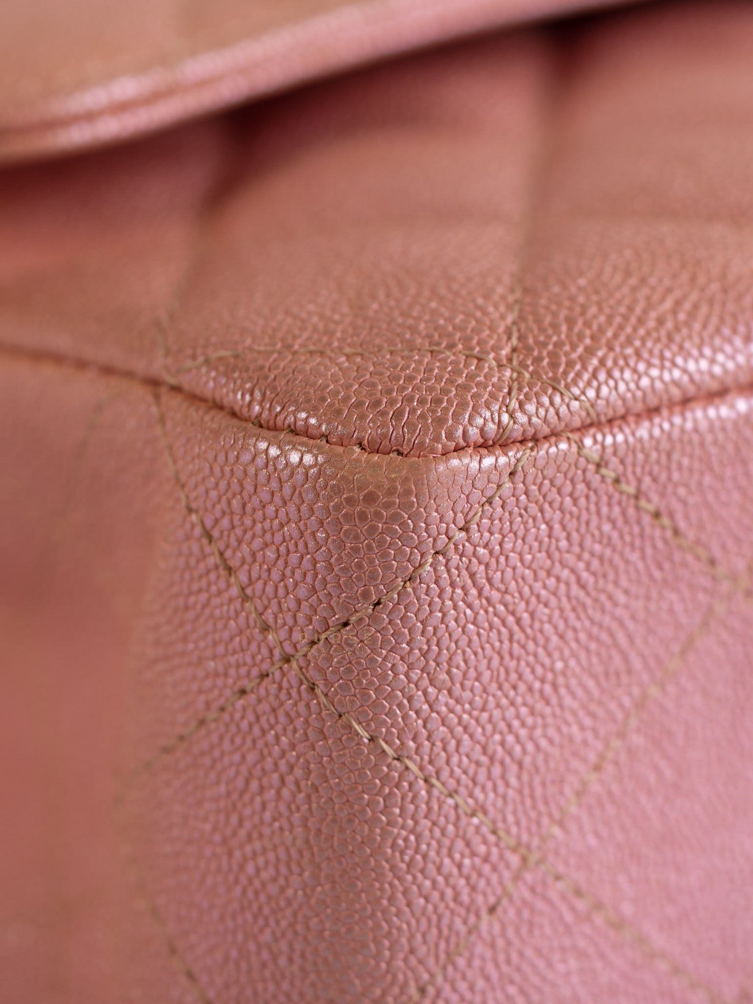 Classic Double Flap Medium Iridescent Pink Caviar Leather Light Gold Hardware Series 28 | Purse Maison Luxury Bags Shop