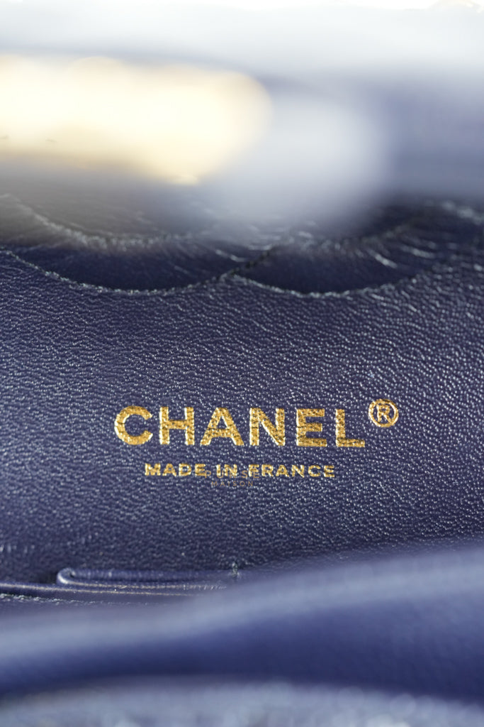 Classic Double Flap Medium Navy Blue Quilted Caviar Leather in Aged Gold Hardware Series 21 | Purse Maison Luxury Bags Shop