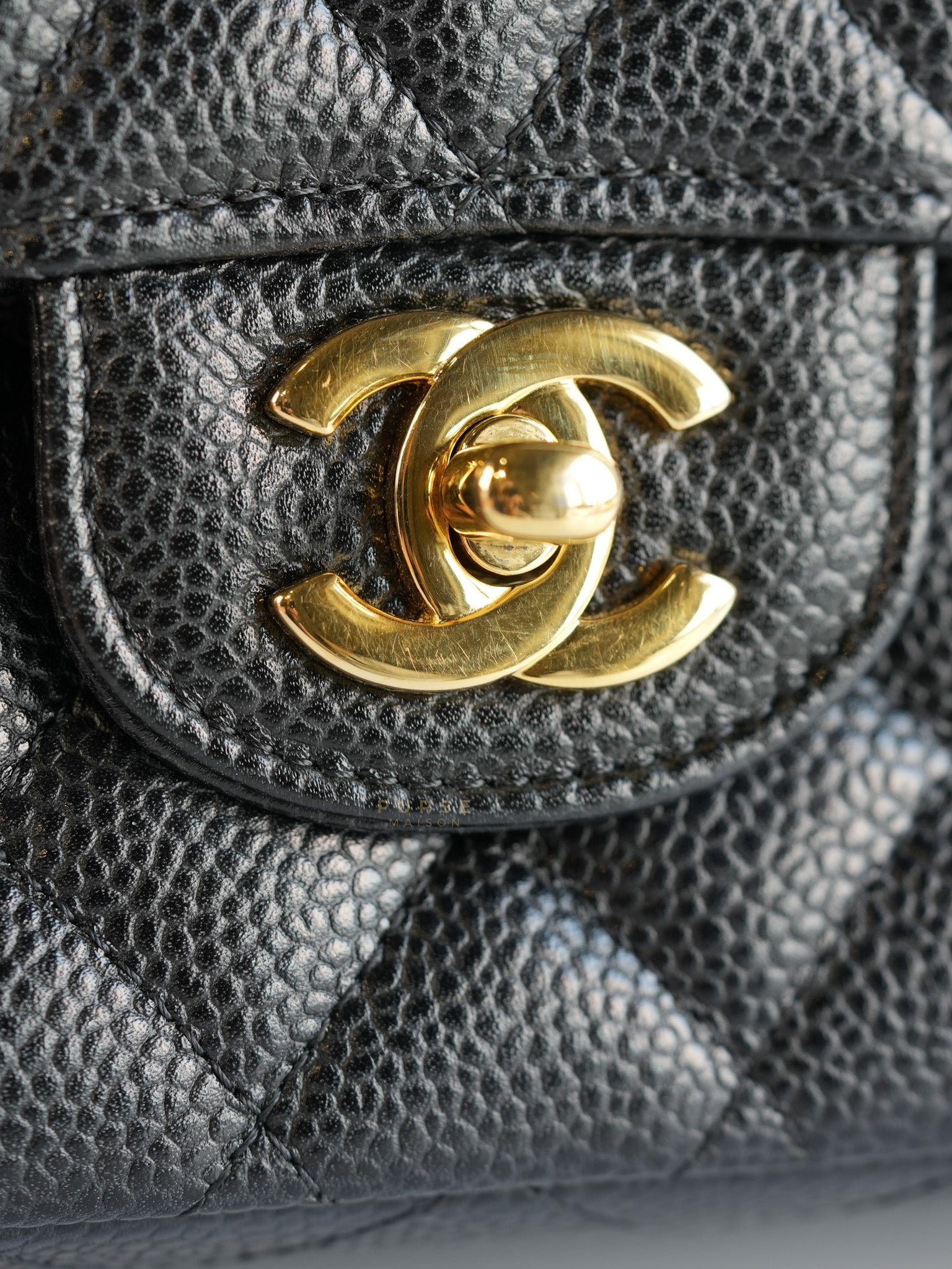 Classic Double Flap Medium Quilted Caviar Leather and Gold Hardware Series 25 | Purse Maison Luxury Bags Shop