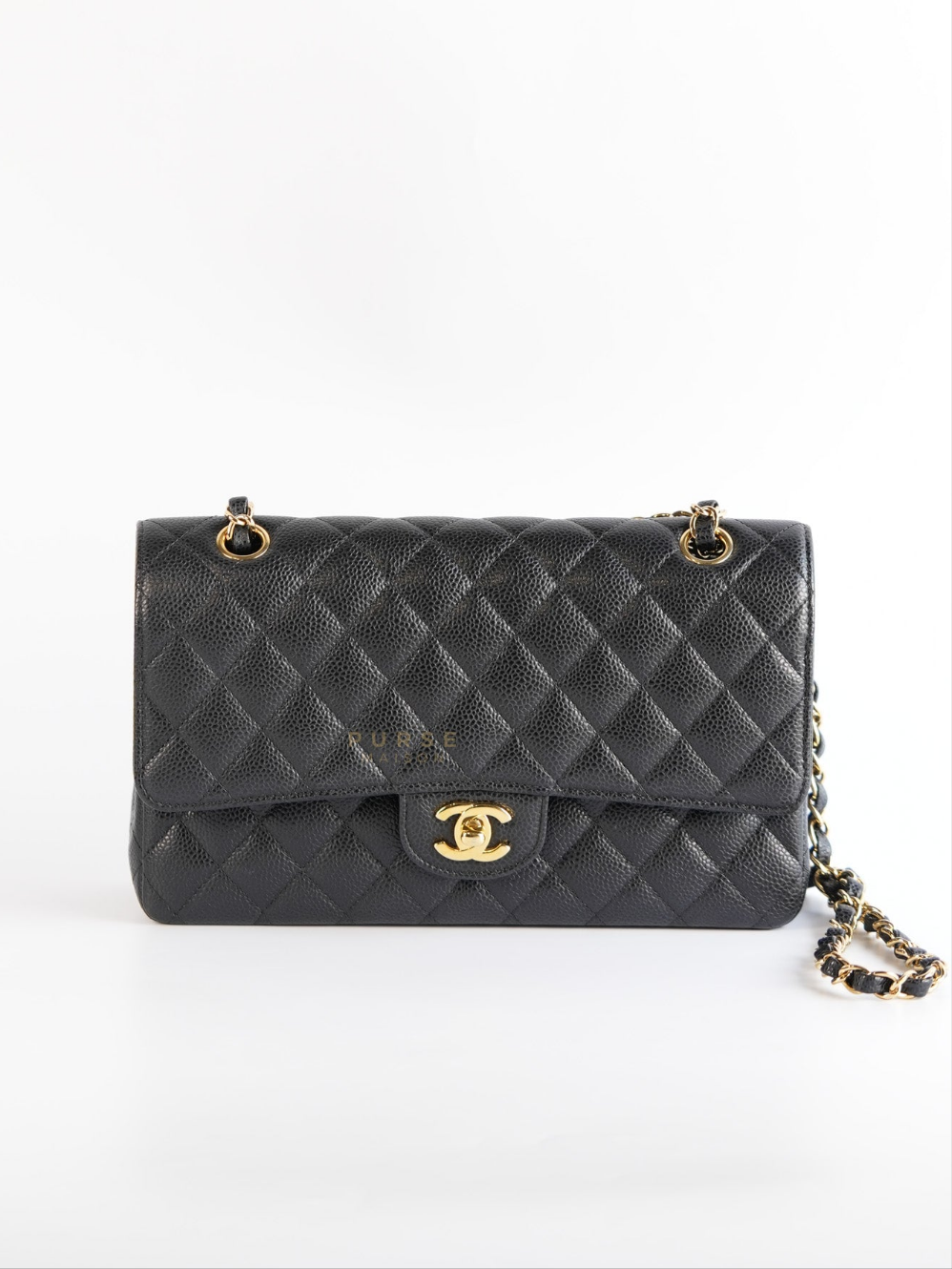 Classic Double Flap Medium Quilted Caviar Leather and Gold Hardware Series 25 | Purse Maison Luxury Bags Shop