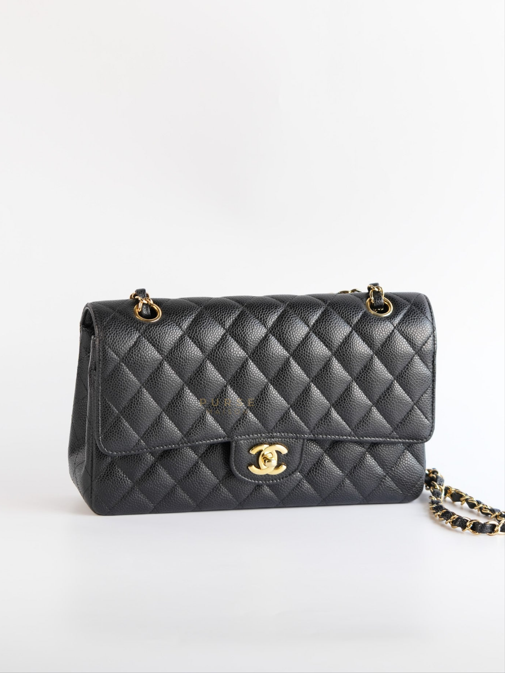 Classic Double Flap Medium Quilted Caviar Leather and Gold Hardware Series 25 | Purse Maison Luxury Bags Shop