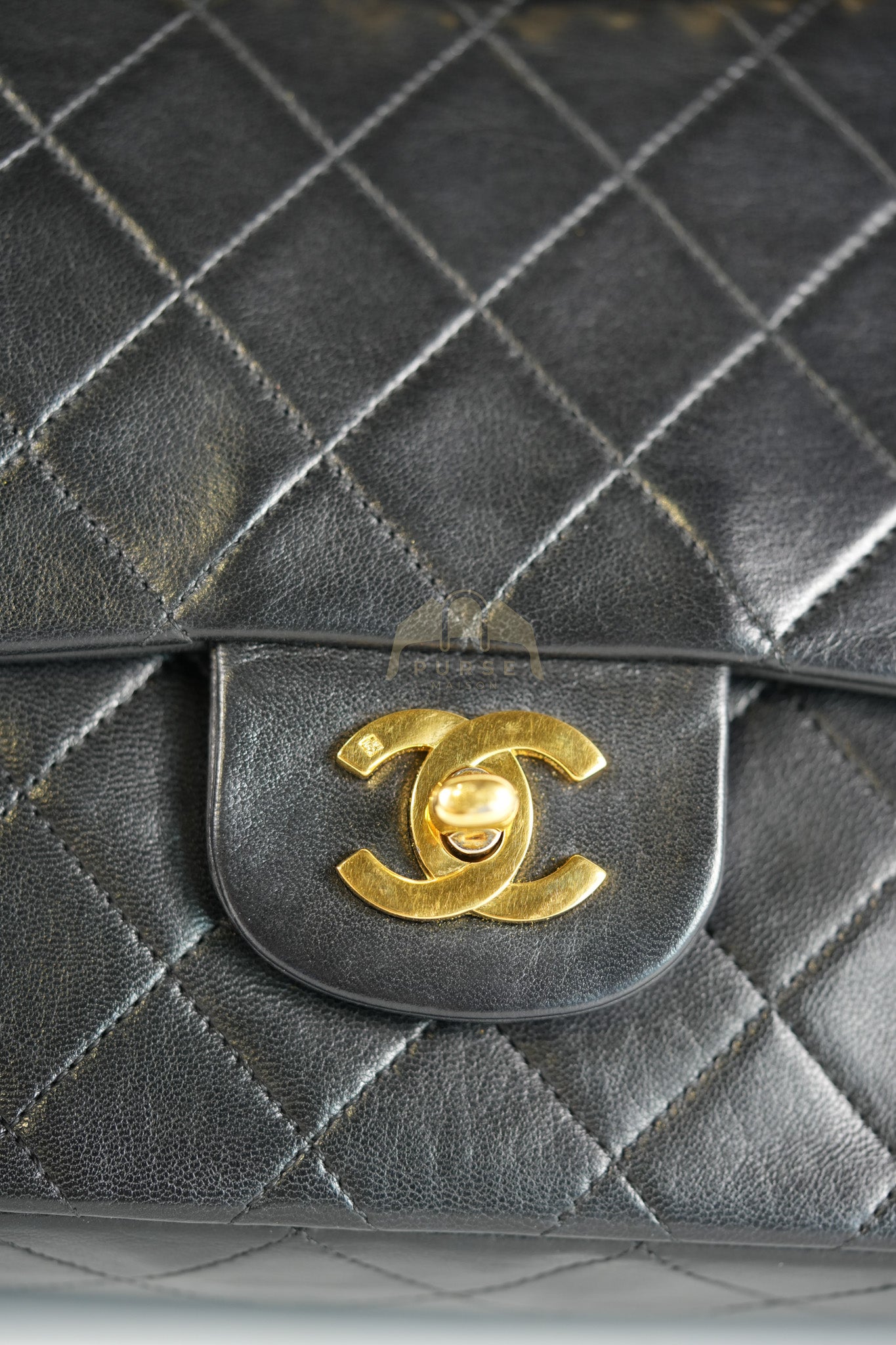 Classic Double Flap Medium Vintage in Lambskin Quilted Leather and Gold Hardware Series 1 | Purse Maison Luxury Bags Shop