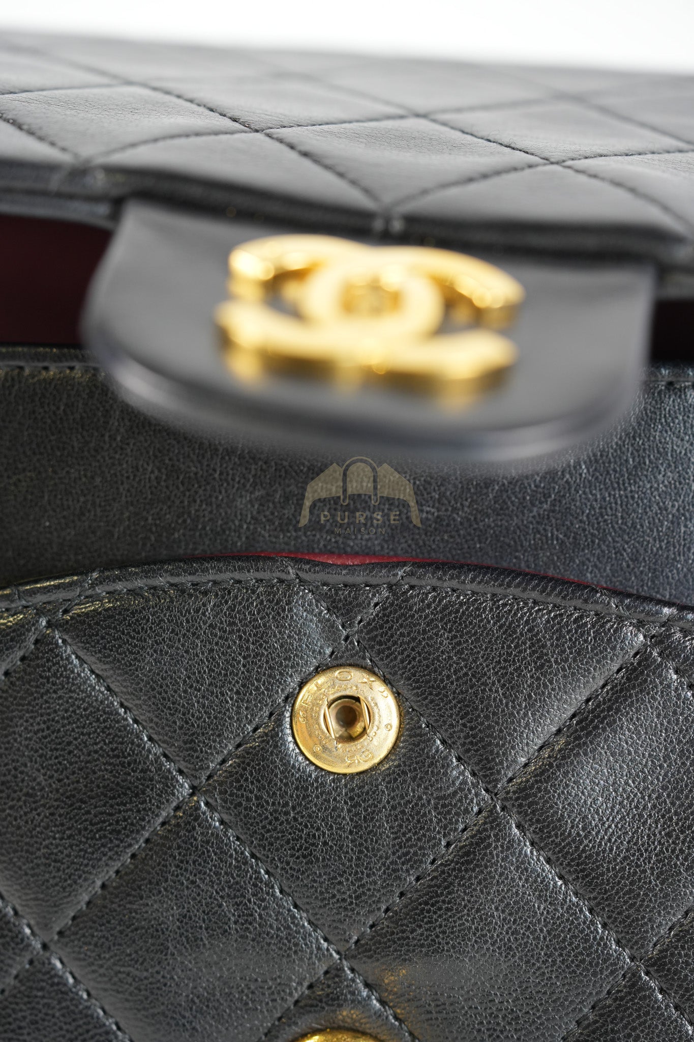 Classic Double Flap Medium Vintage in Lambskin Quilted Leather and Gold Hardware Series 1 | Purse Maison Luxury Bags Shop