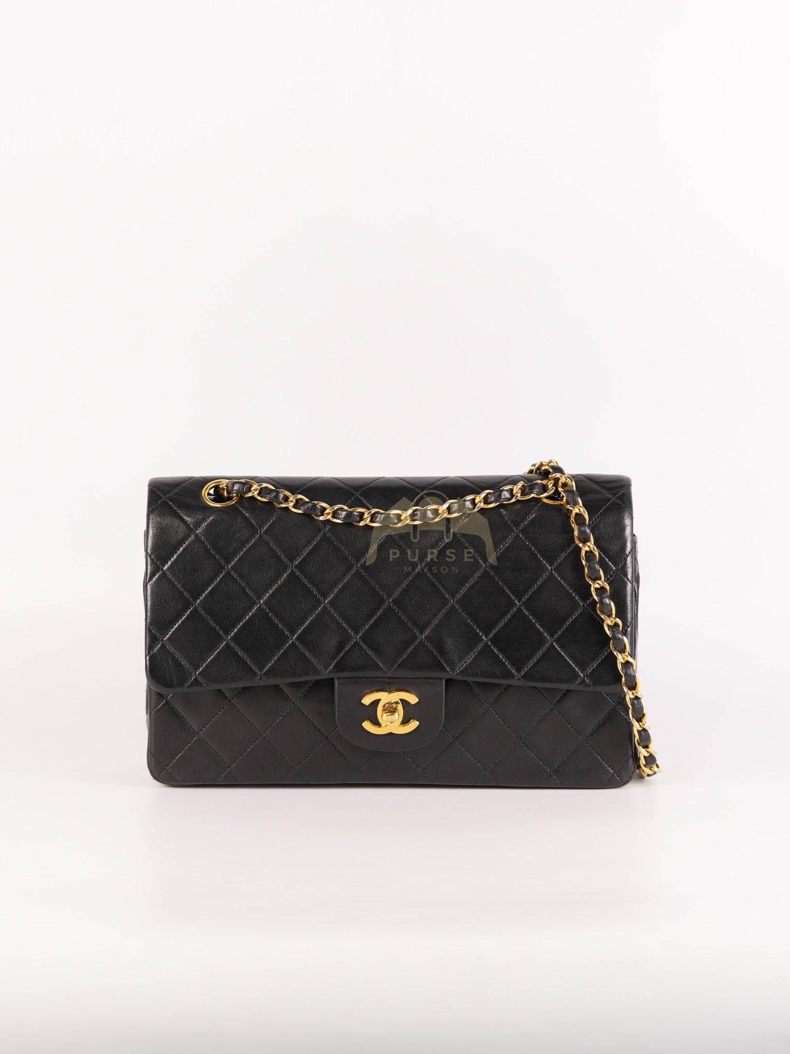 Classic Double Flap Medium Vintage in Lambskin Quilted Leather and Gold Hardware Series 1 | Purse Maison Luxury Bags Shop
