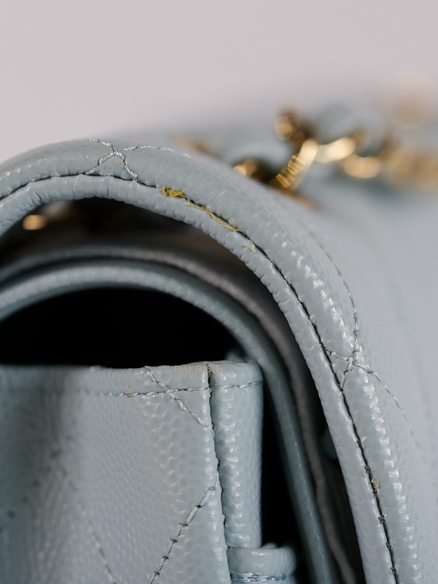Classic Double Flap Small Baby Blue Caviar Leather in Silver Hardware (Microchip) | Purse Maison Luxury Bags Shop