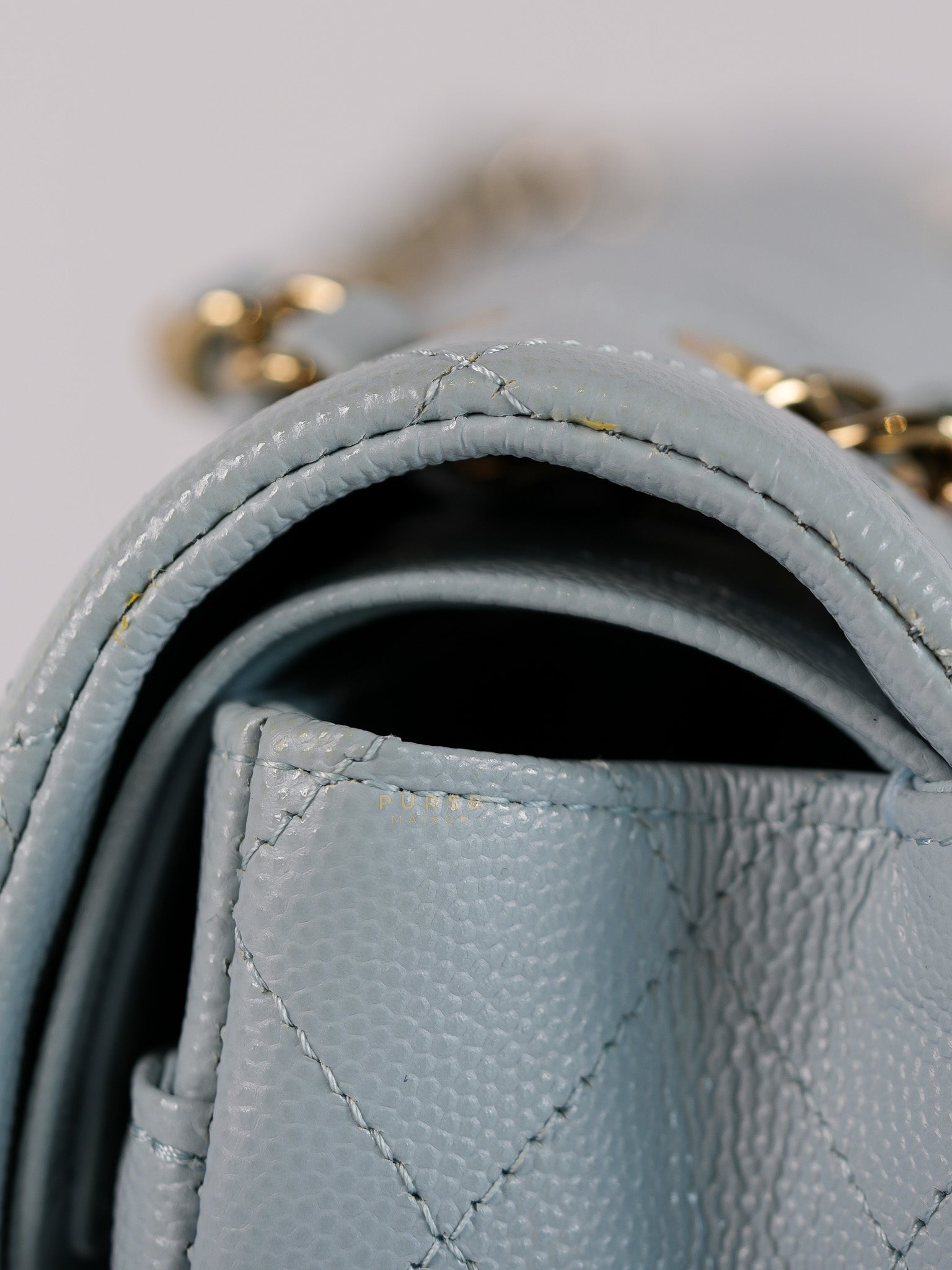 Classic Double Flap Small Baby Blue Caviar Leather in Silver Hardware (Microchip) | Purse Maison Luxury Bags Shop