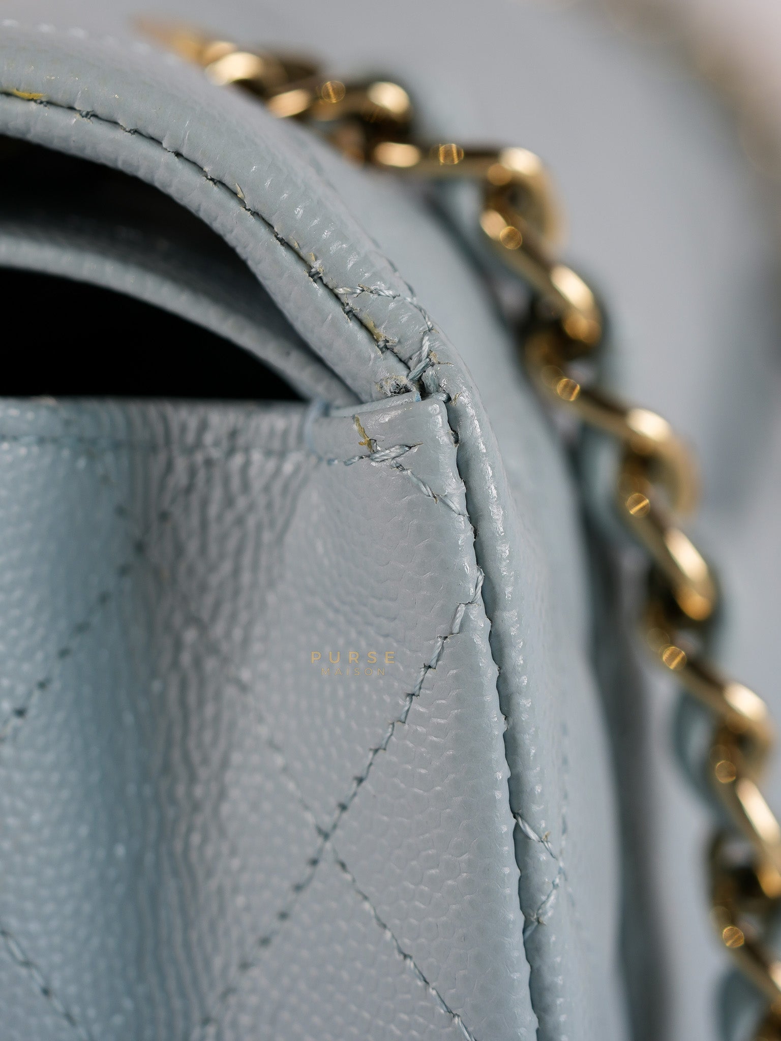 Classic Double Flap Small Baby Blue Caviar Leather in Silver Hardware (Microchip) | Purse Maison Luxury Bags Shop