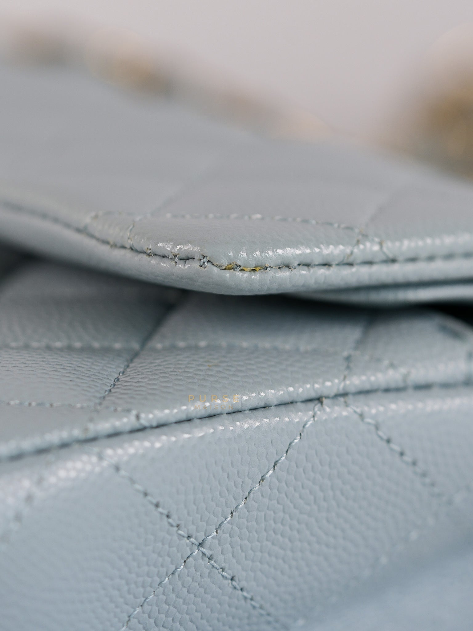 Classic Double Flap Small Baby Blue Caviar Leather in Silver Hardware (Microchip) | Purse Maison Luxury Bags Shop