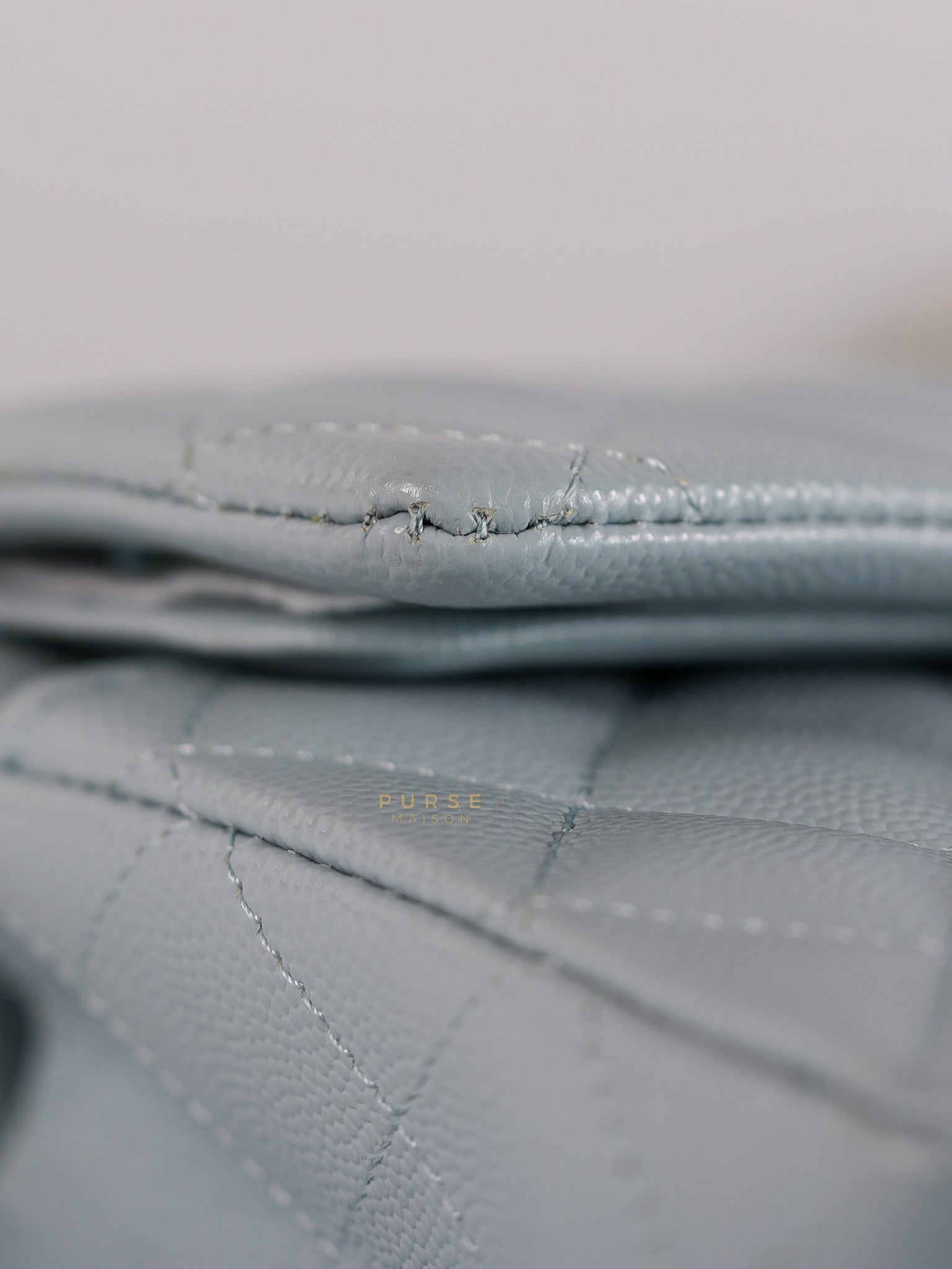 Classic Double Flap Small Baby Blue Caviar Leather in Silver Hardware (Microchip) | Purse Maison Luxury Bags Shop