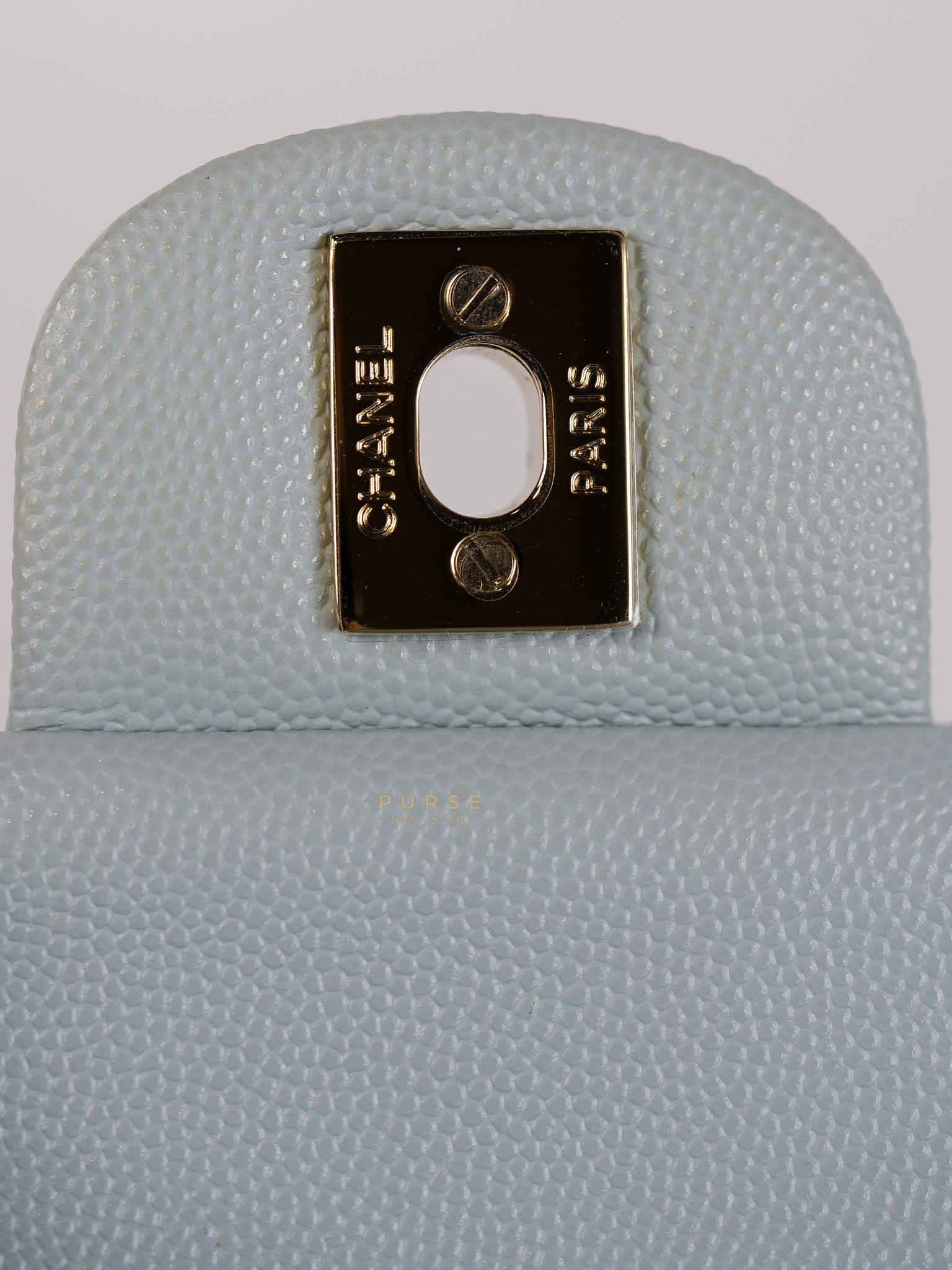 Classic Double Flap Small Baby Blue Caviar Leather in Silver Hardware (Microchip) | Purse Maison Luxury Bags Shop
