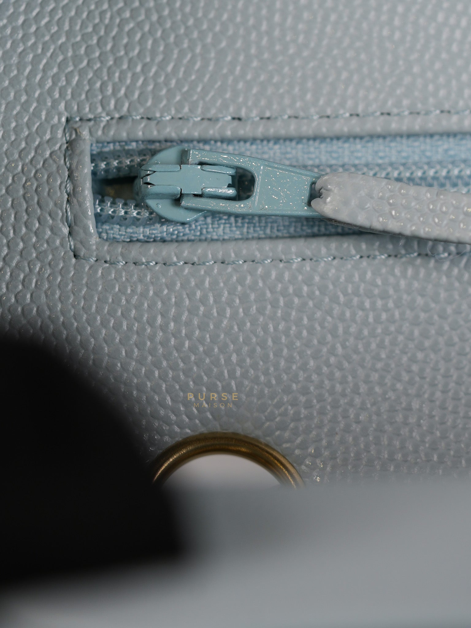 Classic Double Flap Small Baby Blue Caviar Leather in Silver Hardware (Microchip) | Purse Maison Luxury Bags Shop