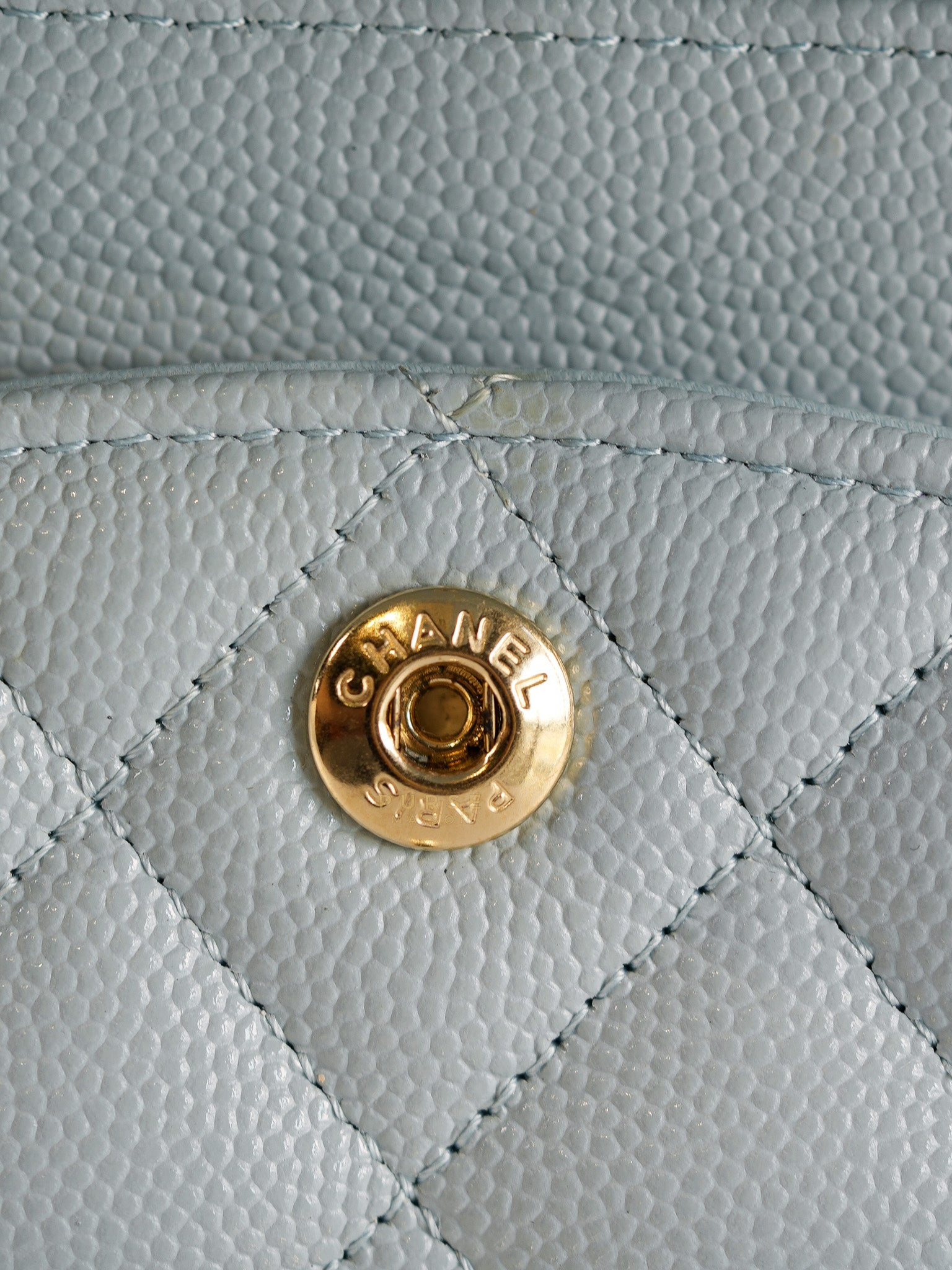 Classic Double Flap Small Baby Blue Caviar Leather in Silver Hardware (Microchip) | Purse Maison Luxury Bags Shop