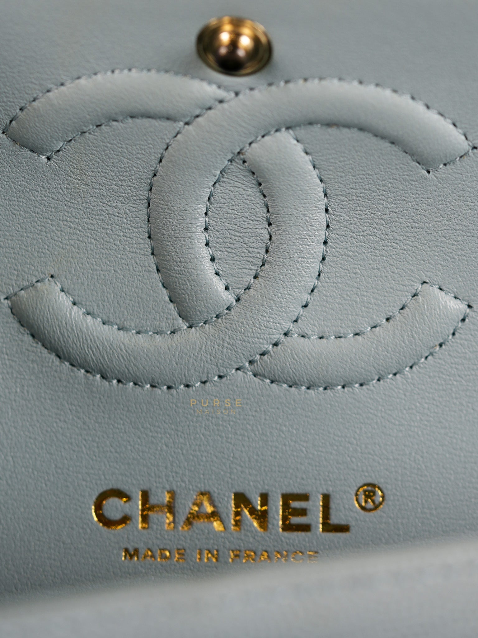 Classic Double Flap Small Baby Blue Caviar Leather in Silver Hardware (Microchip) | Purse Maison Luxury Bags Shop